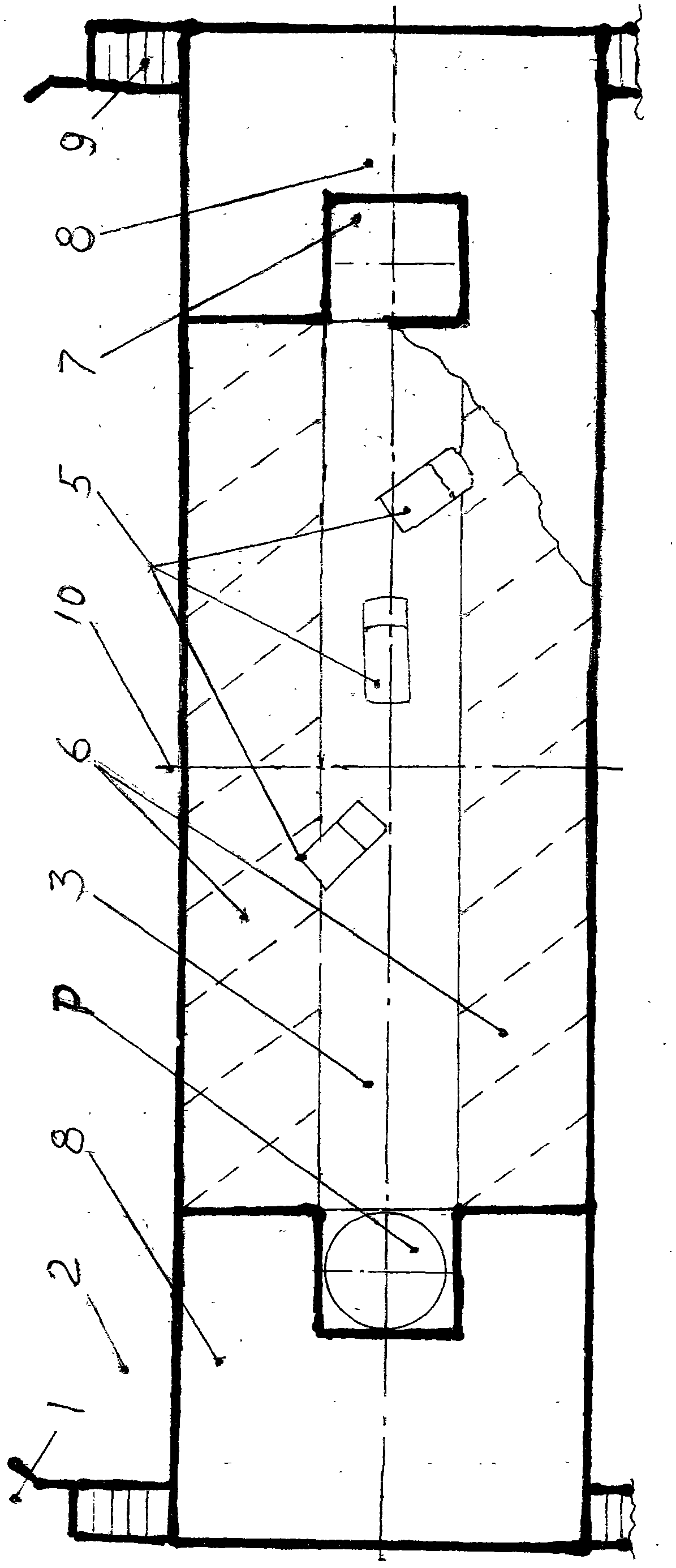 Structural form of stereo garage and pedestrian overpass combination crossing road