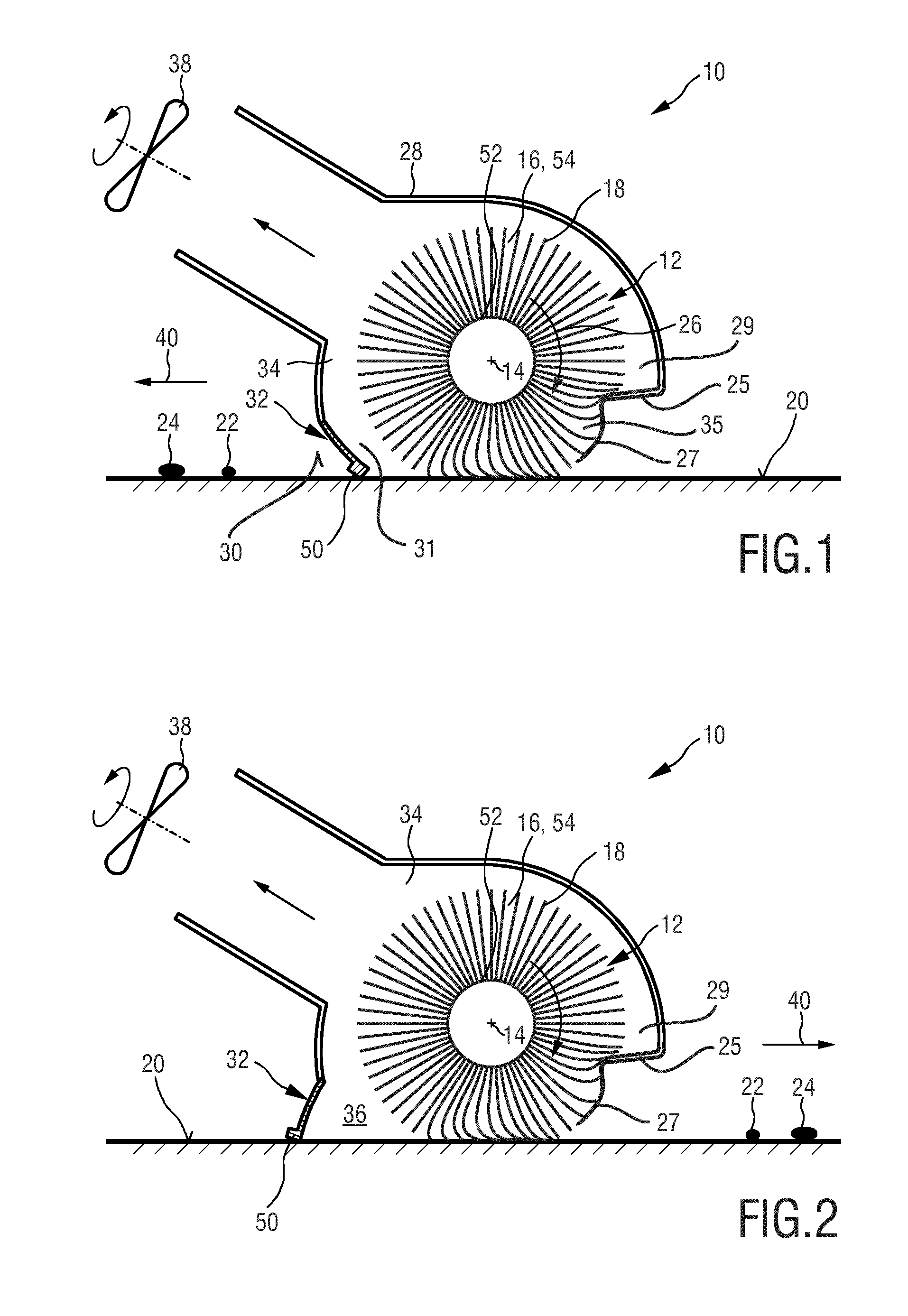 Cleaning device for cleaning a surface