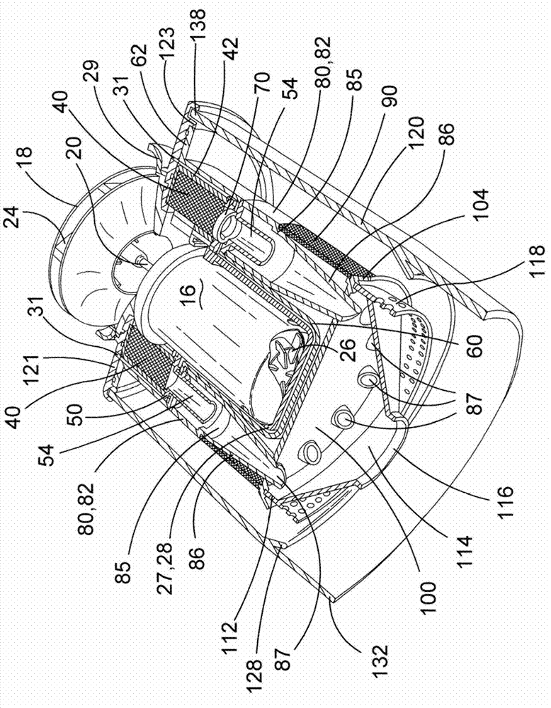 A motor, fan and cyclonic separation apparatus arrangement