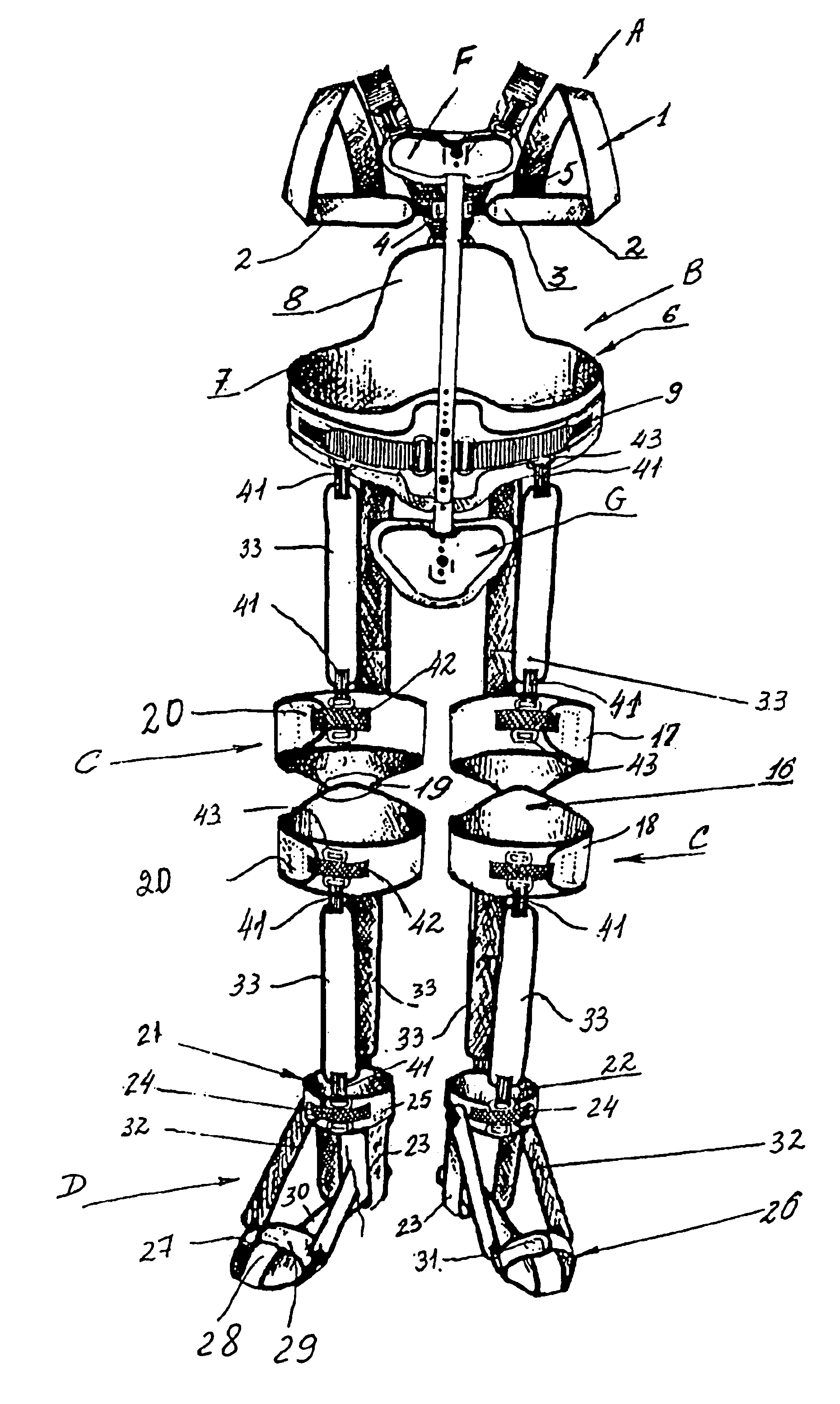 Device for users suffering from sequels of central nervous system and locomotrium affection of body