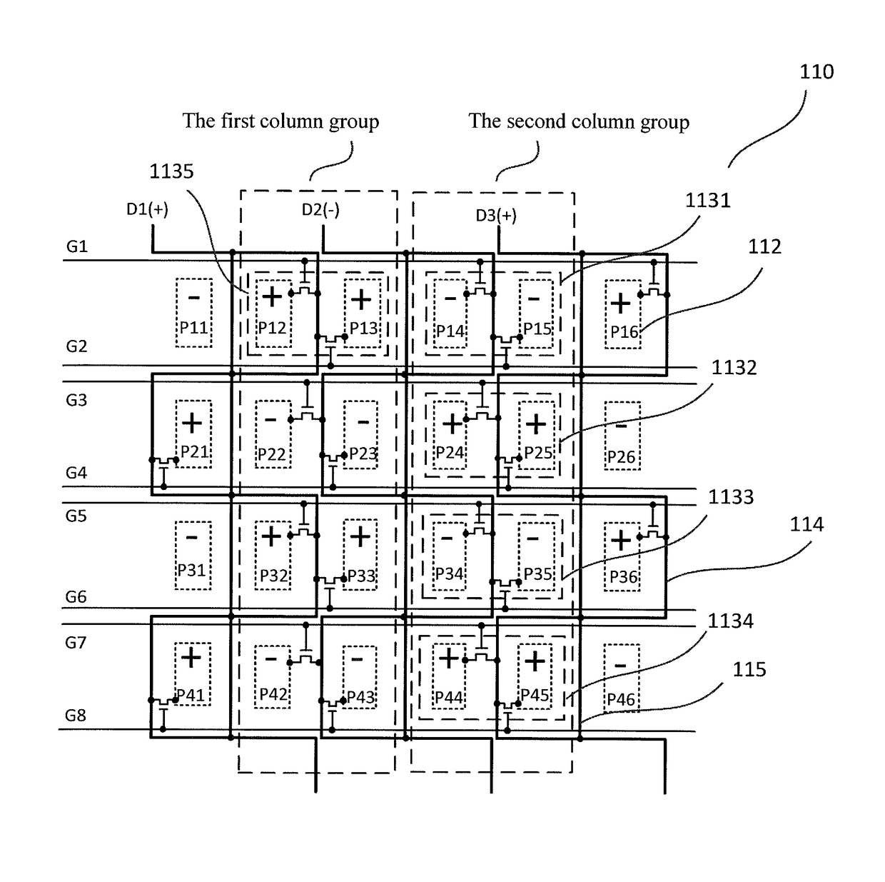 HSD liquid crystal display panel, display device and driving method thereof