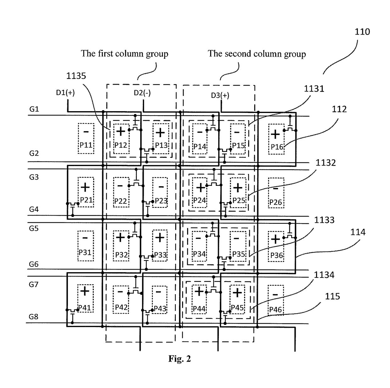 HSD liquid crystal display panel, display device and driving method thereof