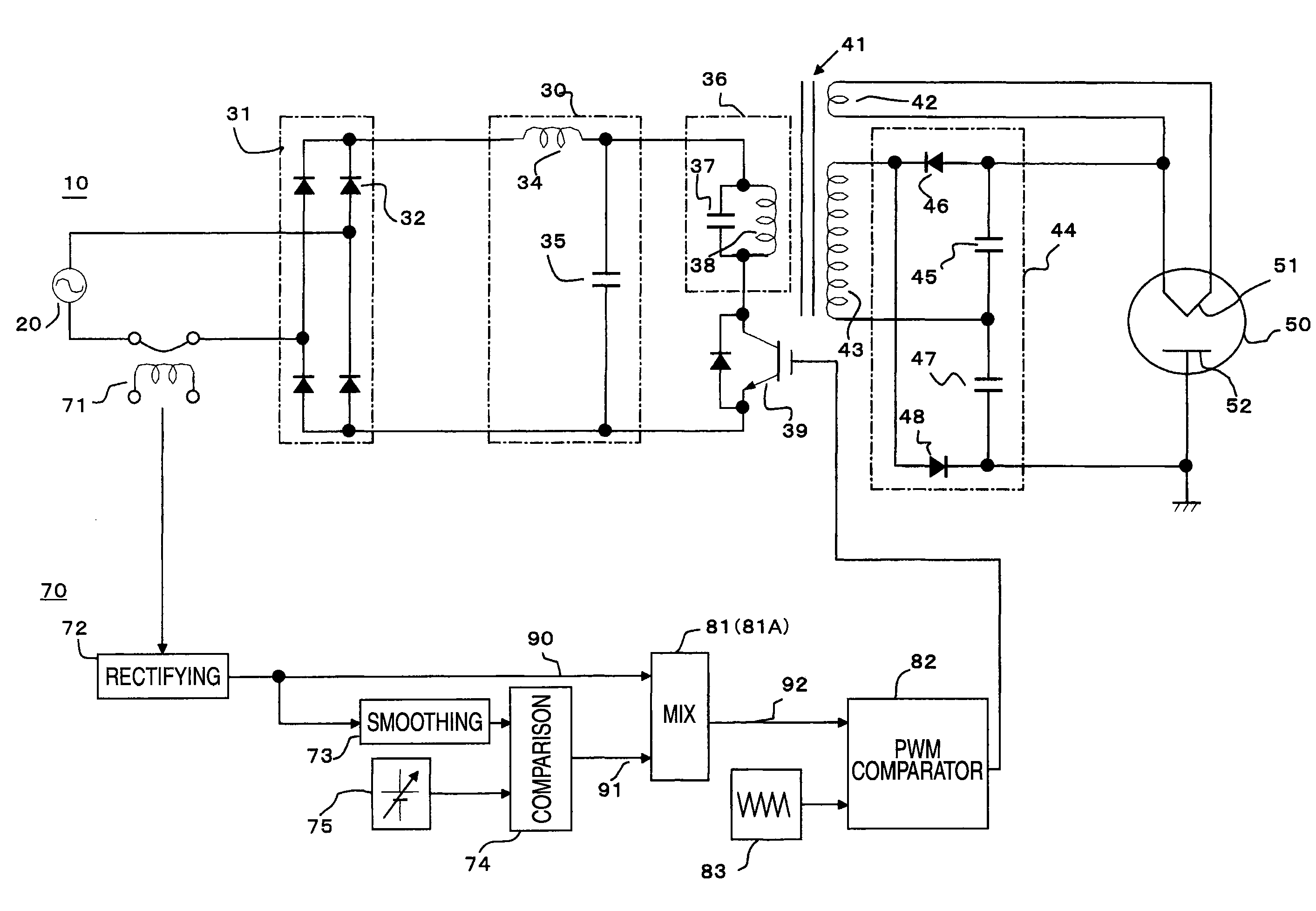 Power control apparatus for high-frequency dielectric heating and power control method for the same