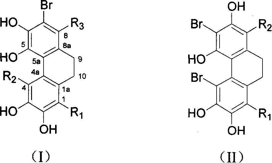 Polysiphonia urceolata bromophenol compound as well as preparation method and application thereof