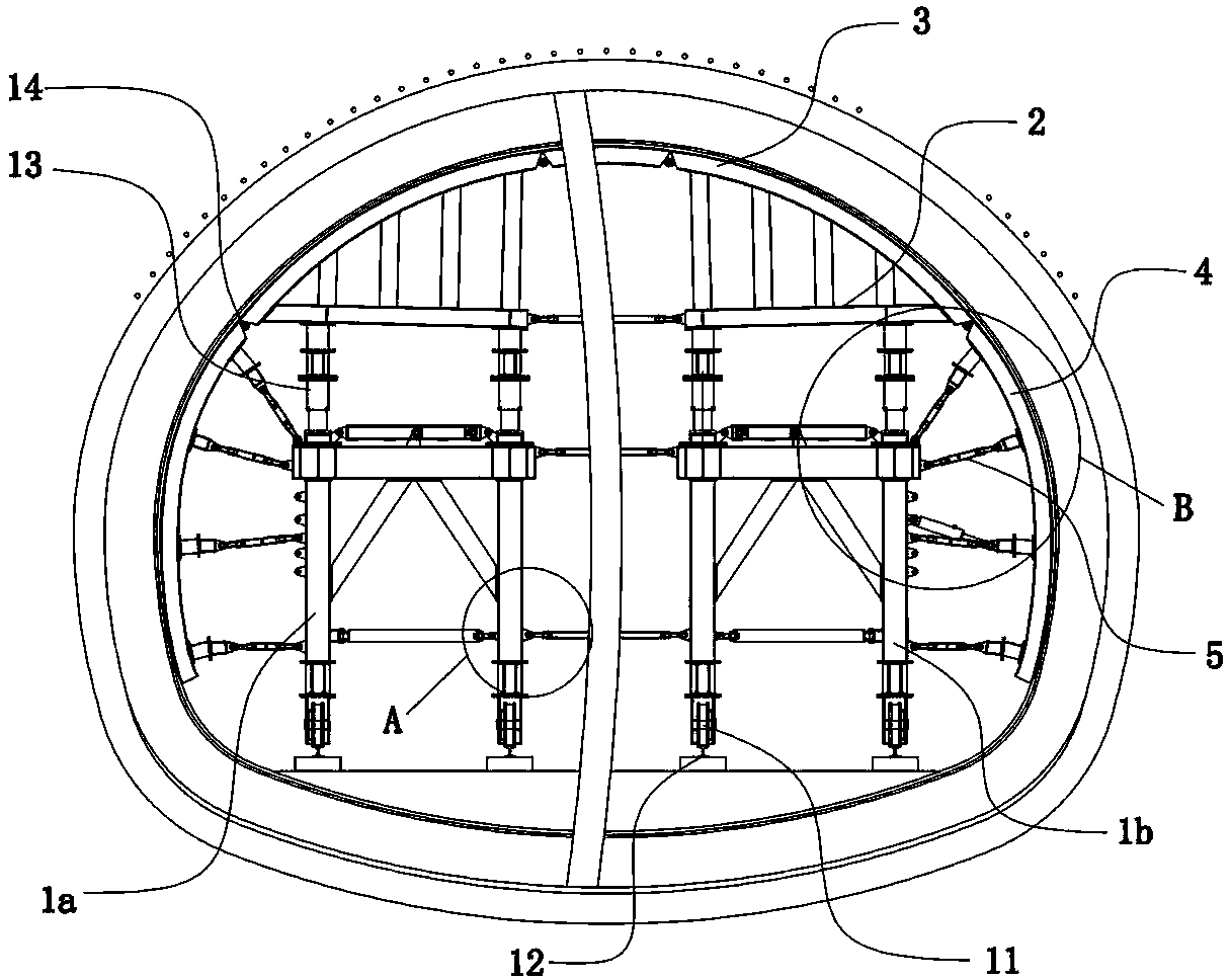 Trolley for concrete construction on multiple sections by employing mining method and construction method thereof