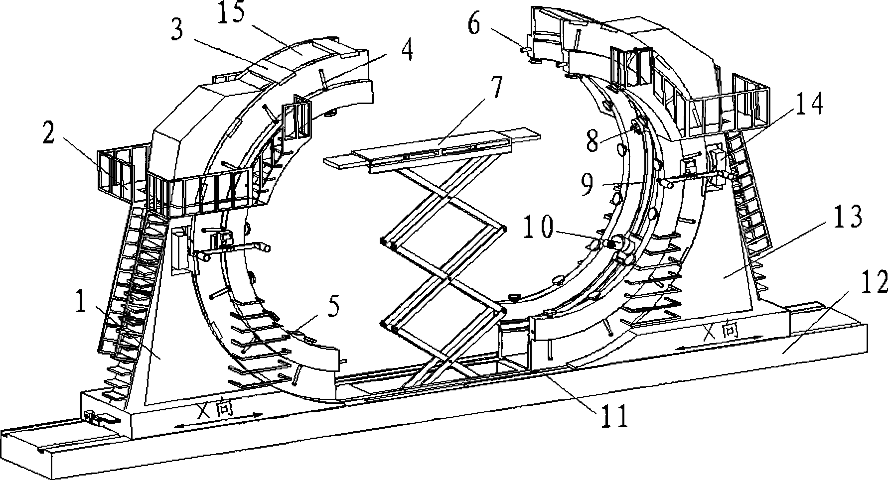 C type folded milling-drilling-riveting combined processing center and method of use thereof