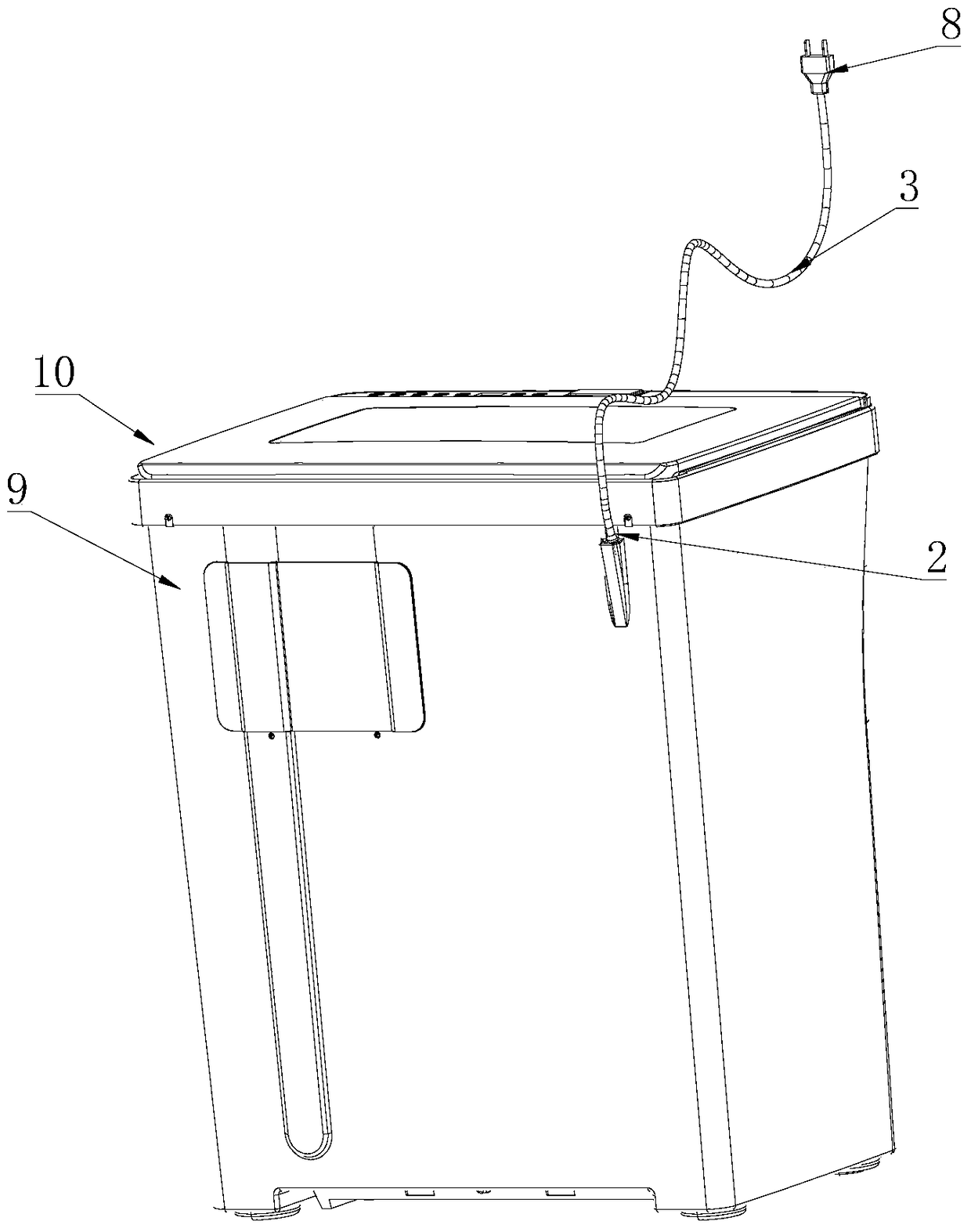 A power cord storage structure and household appliances