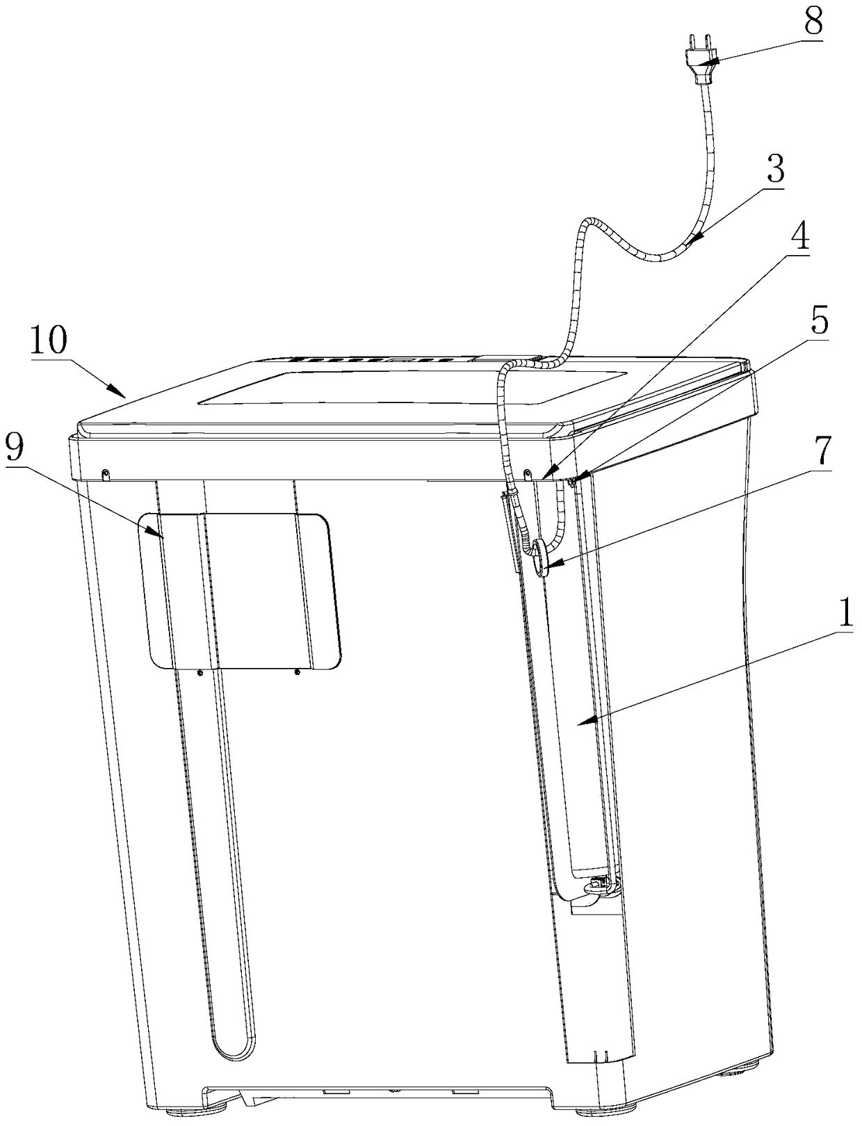 A power cord storage structure and household appliances