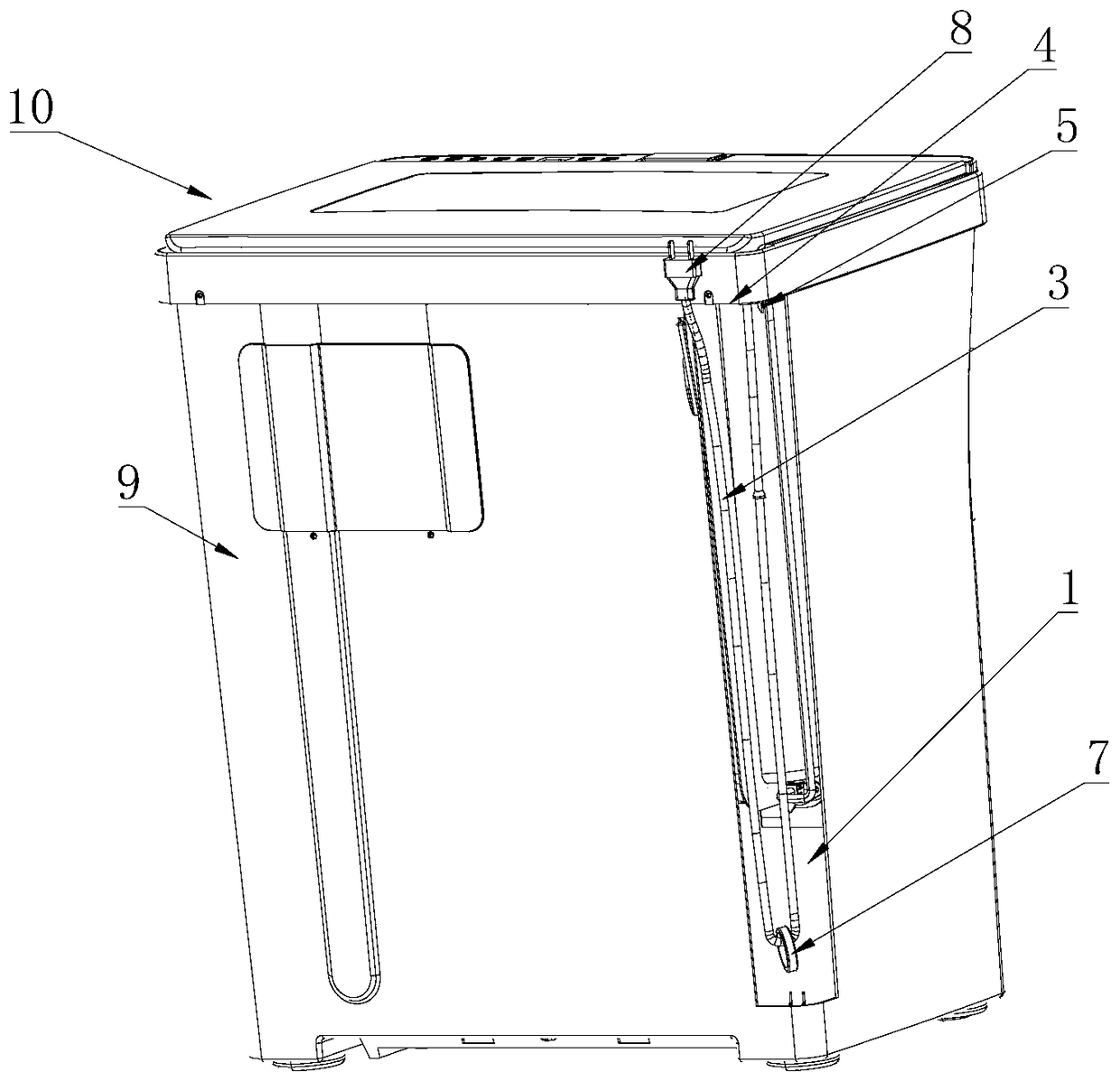 A power cord storage structure and household appliances