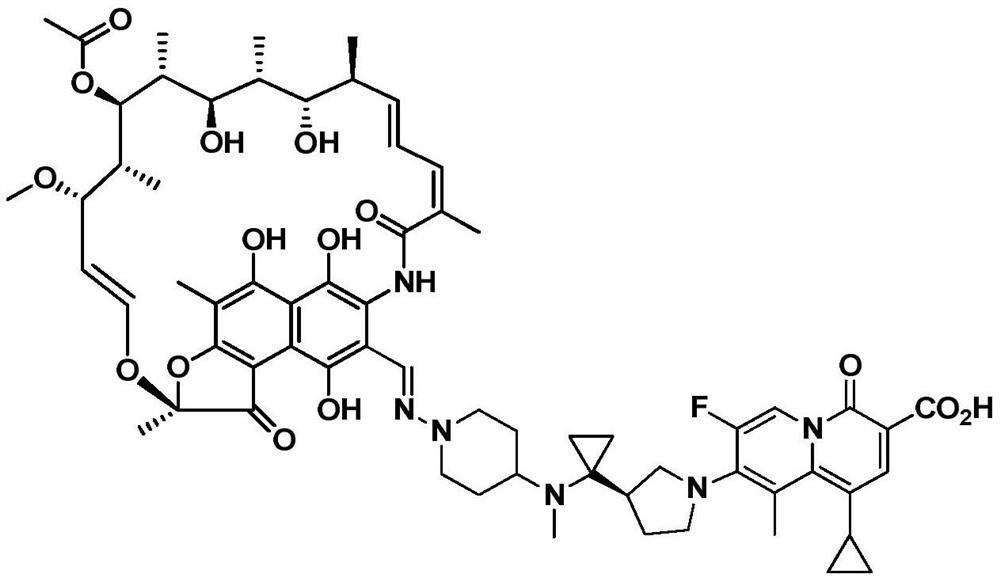 Application of a rifamycin-quinazinone dual target molecule