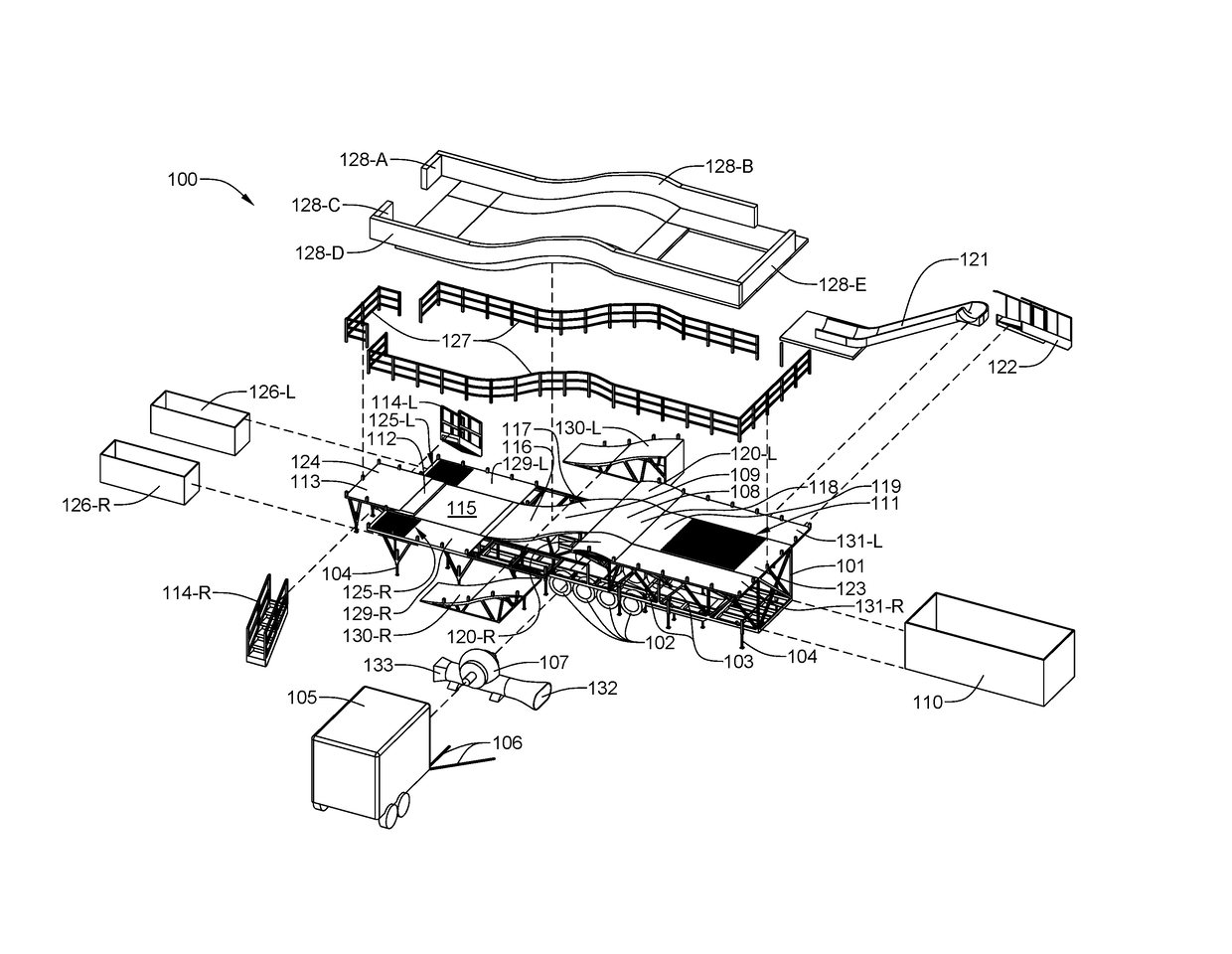 Mobile sheet flow water ride apparatus