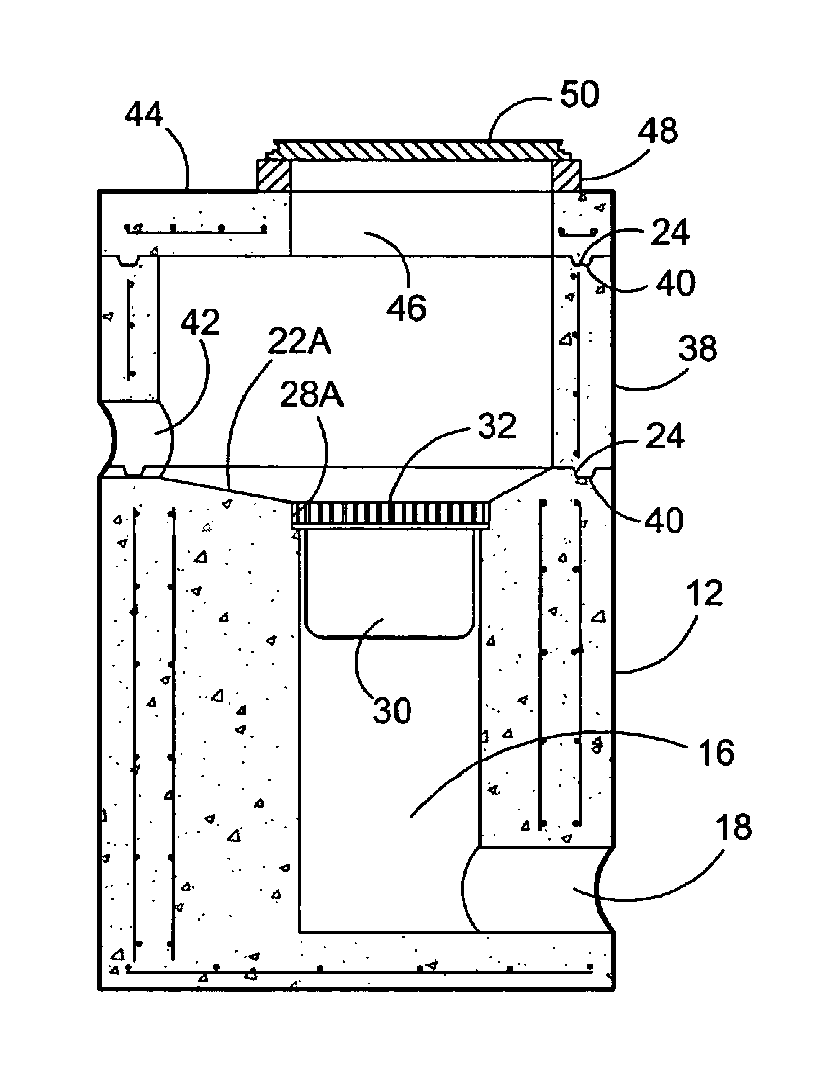 Integrated below-ground vault with a filtered catch basin