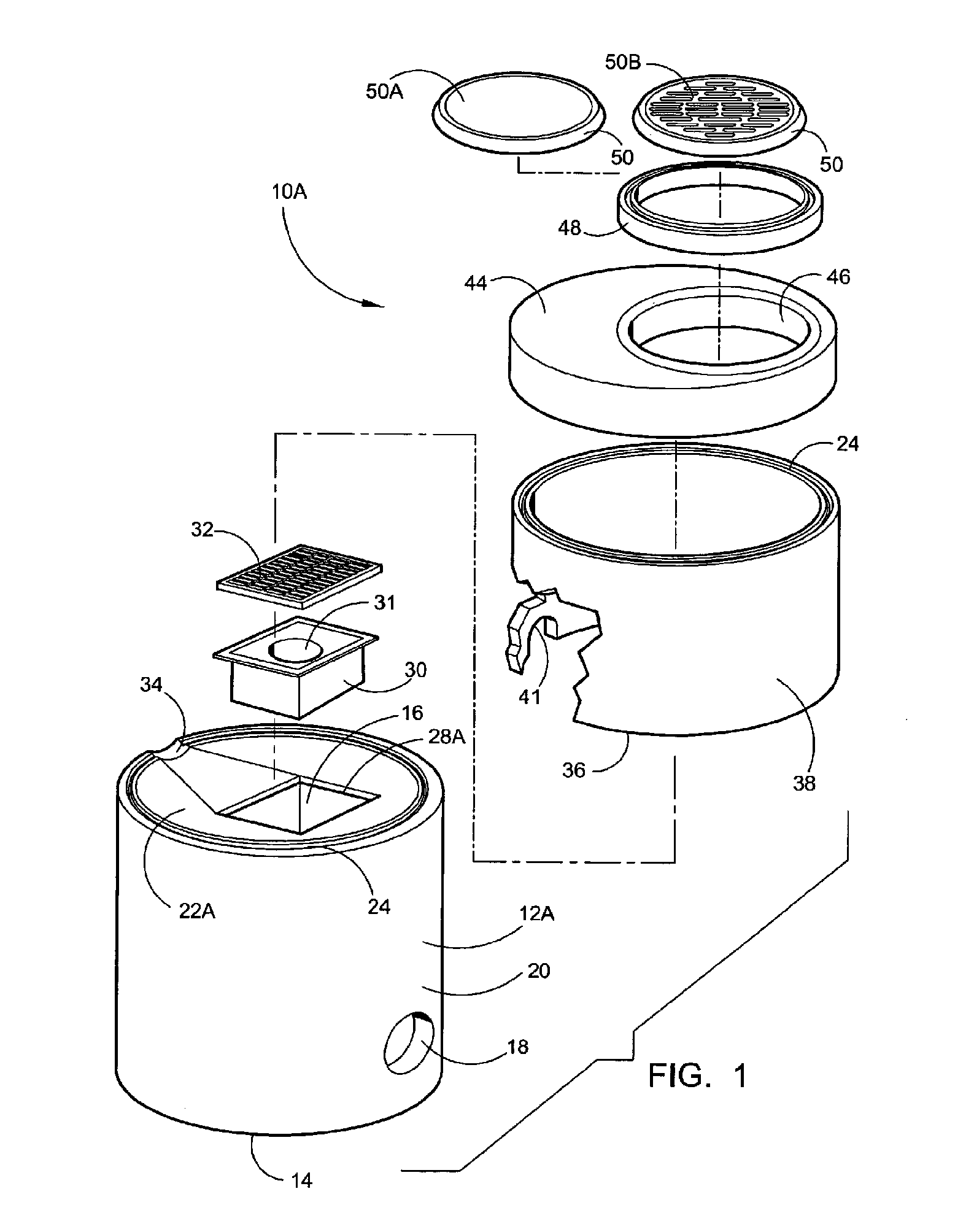 Integrated below-ground vault with a filtered catch basin