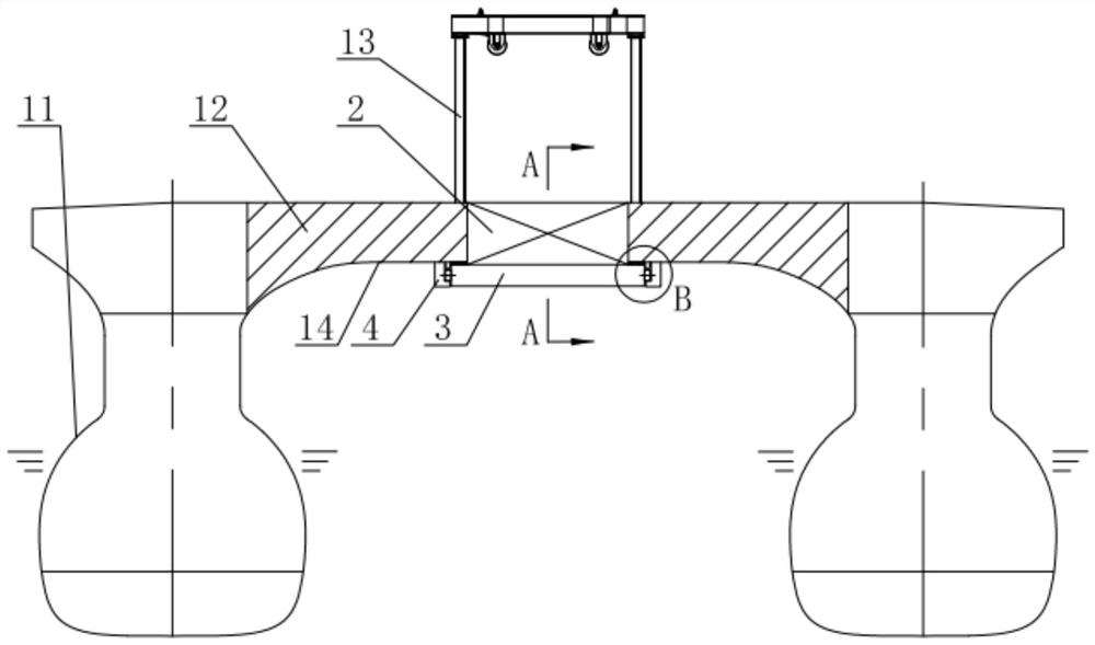 Small waterplane double-hull or multi-hull ship sea well opening and closing device and using method thereof