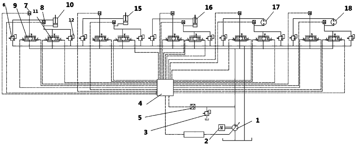 Multi-path hydraulic system of hydraulic excavator