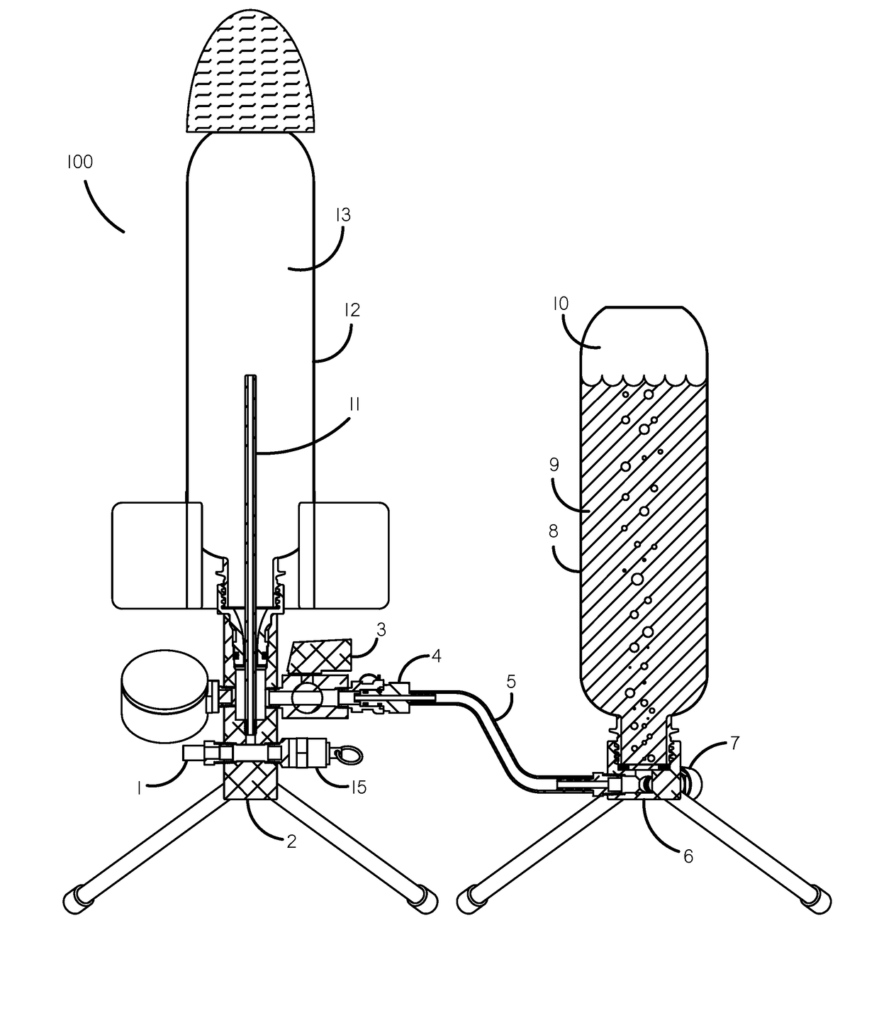 Water rocket water transfer station