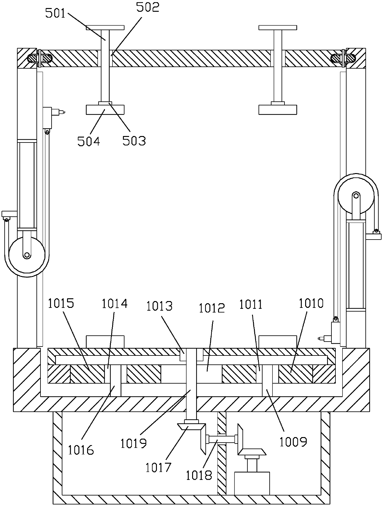 Rotary wood door frame paint spraying apparatus