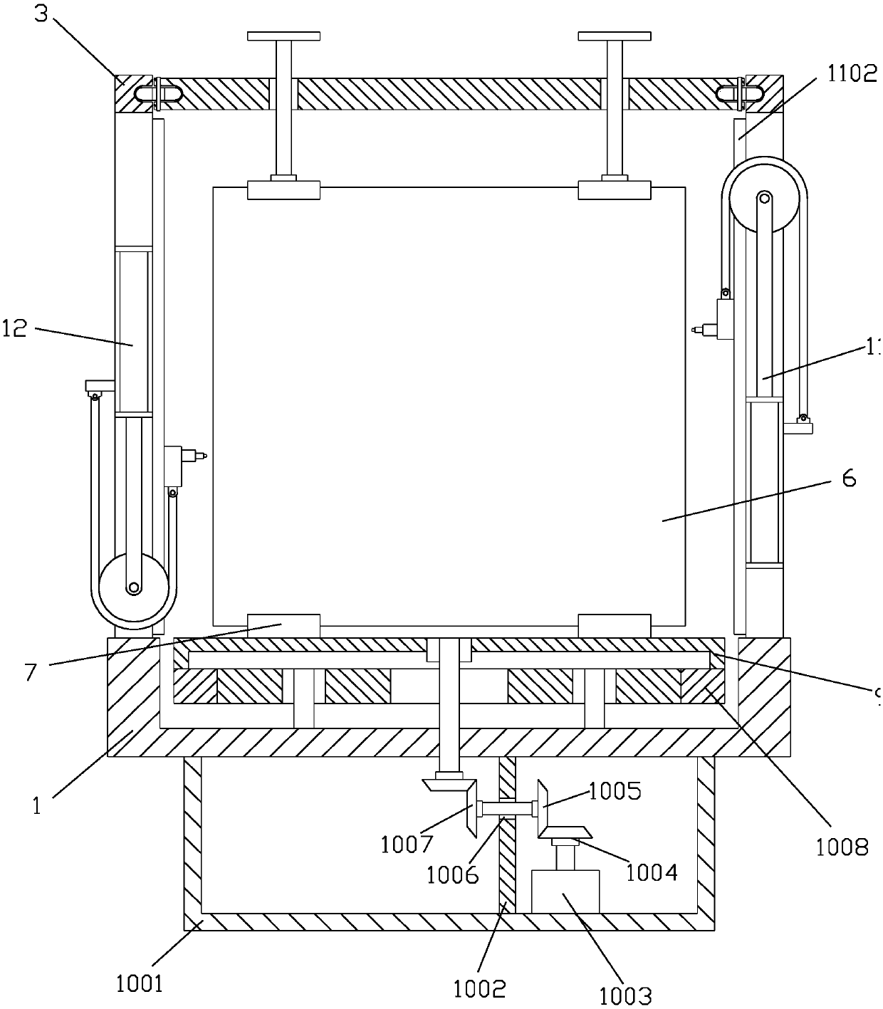 Rotary wood door frame paint spraying apparatus