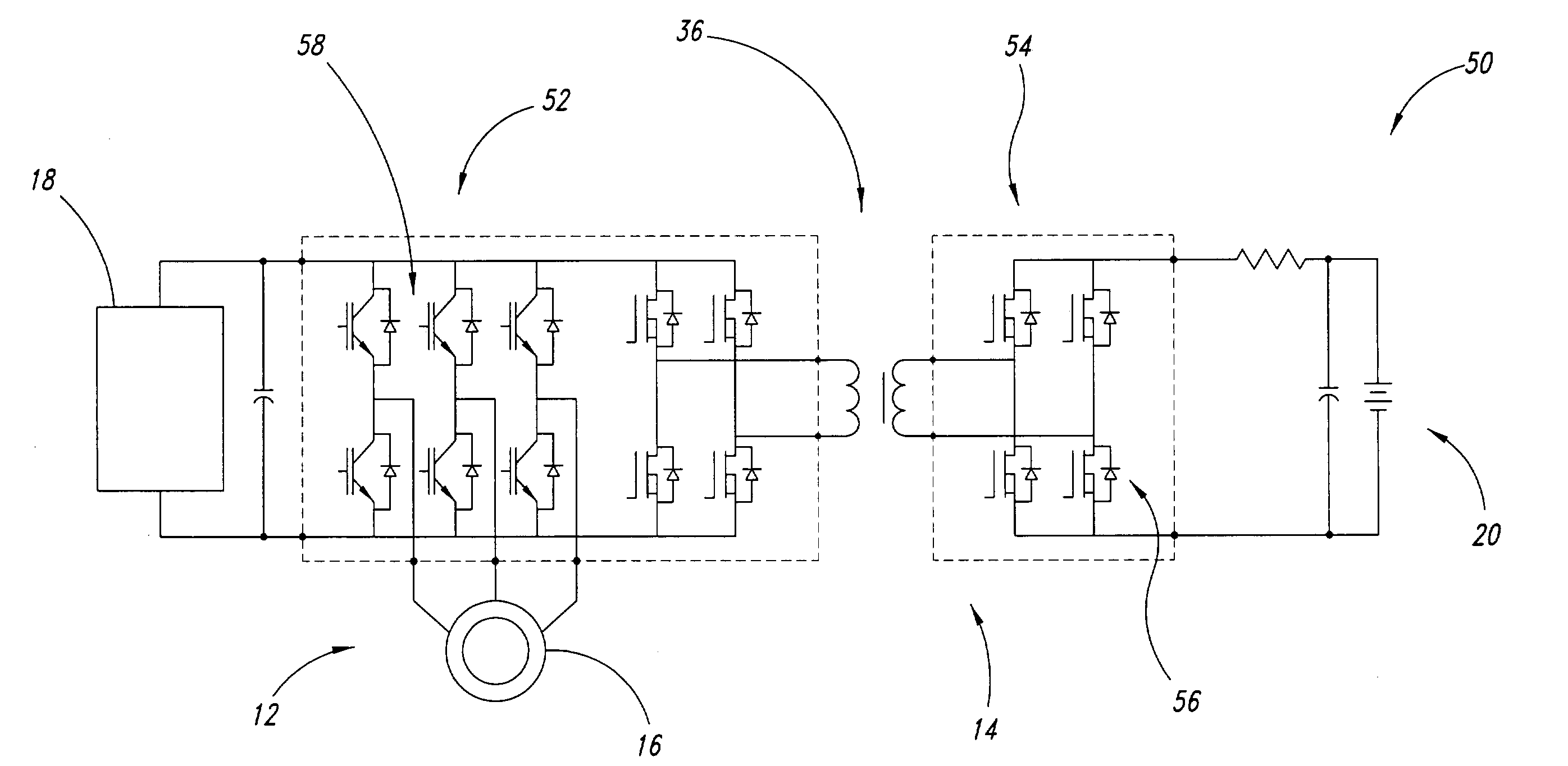 Integrated traction inverter module and DC/DC converter