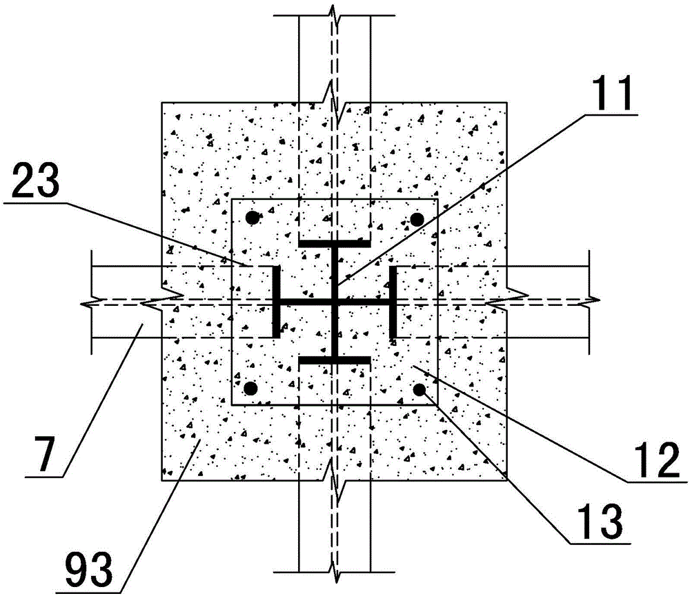 Prefabricated assembling type steel-reinforced concrete column-steel beam frame structure system and construction method