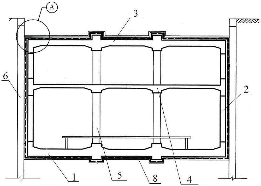 Subway station skin waterproof structure and construction method thereof