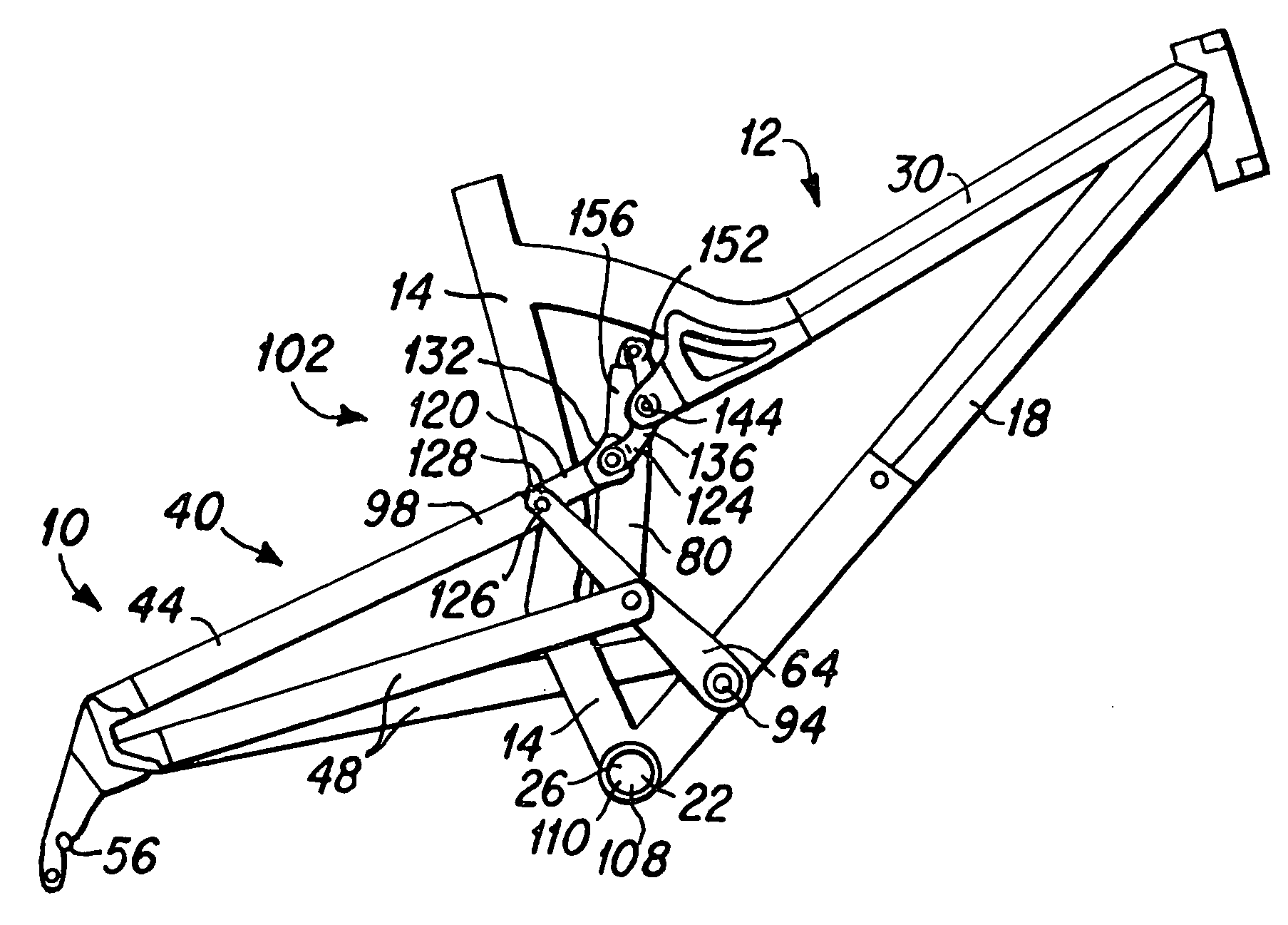 Bicycle rear wheel suspension system with controlled variable shock rate