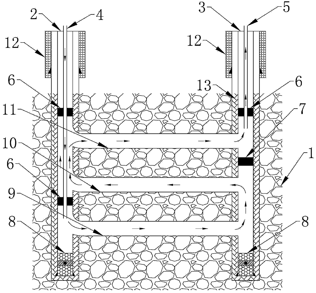 Geothermal well underground multi-loop heat exchange method