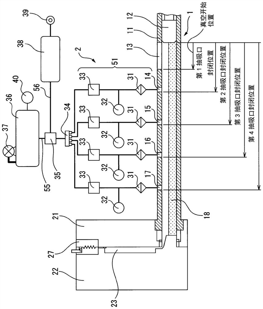 Injection device for casting device and casting method