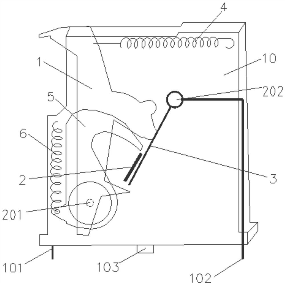 Surge protection device comprising Y-shaped pressure-sensitive chip, and distribution box