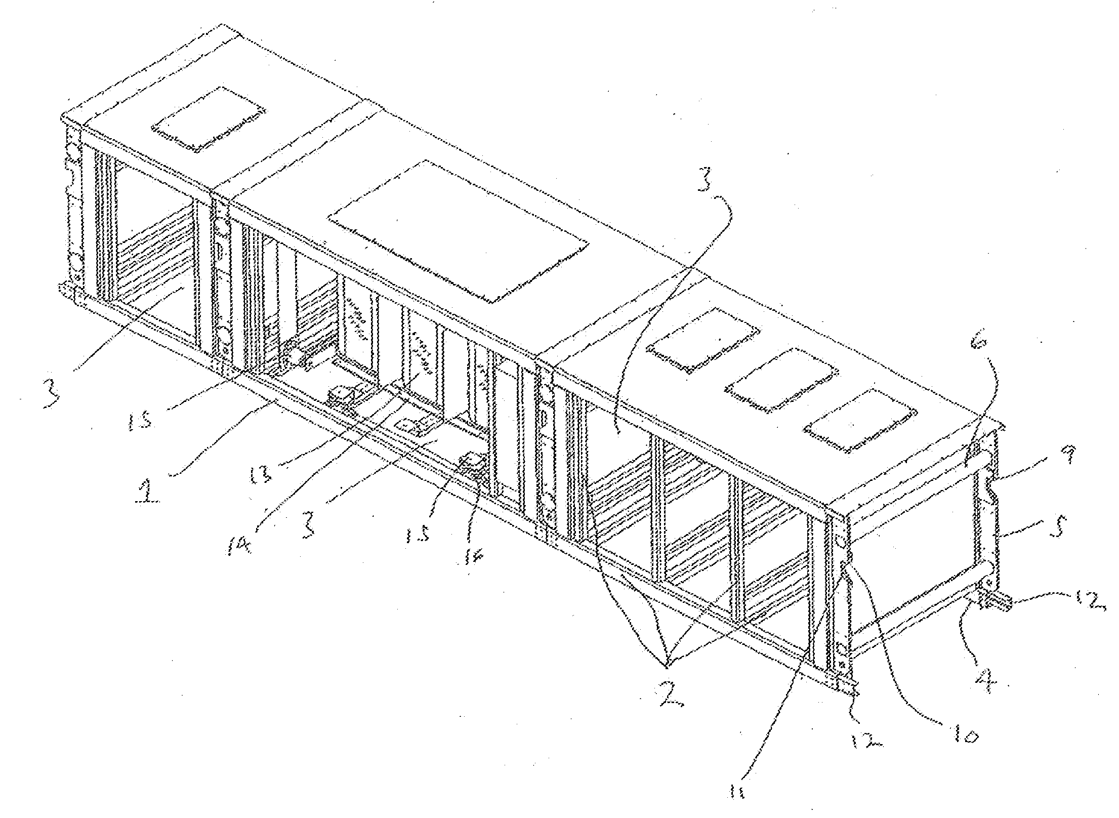 Modular skid frame with shear member