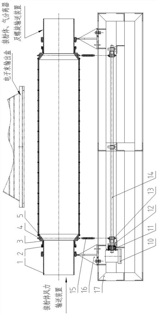 Electron accelerator under-beam device for powder material irradiation