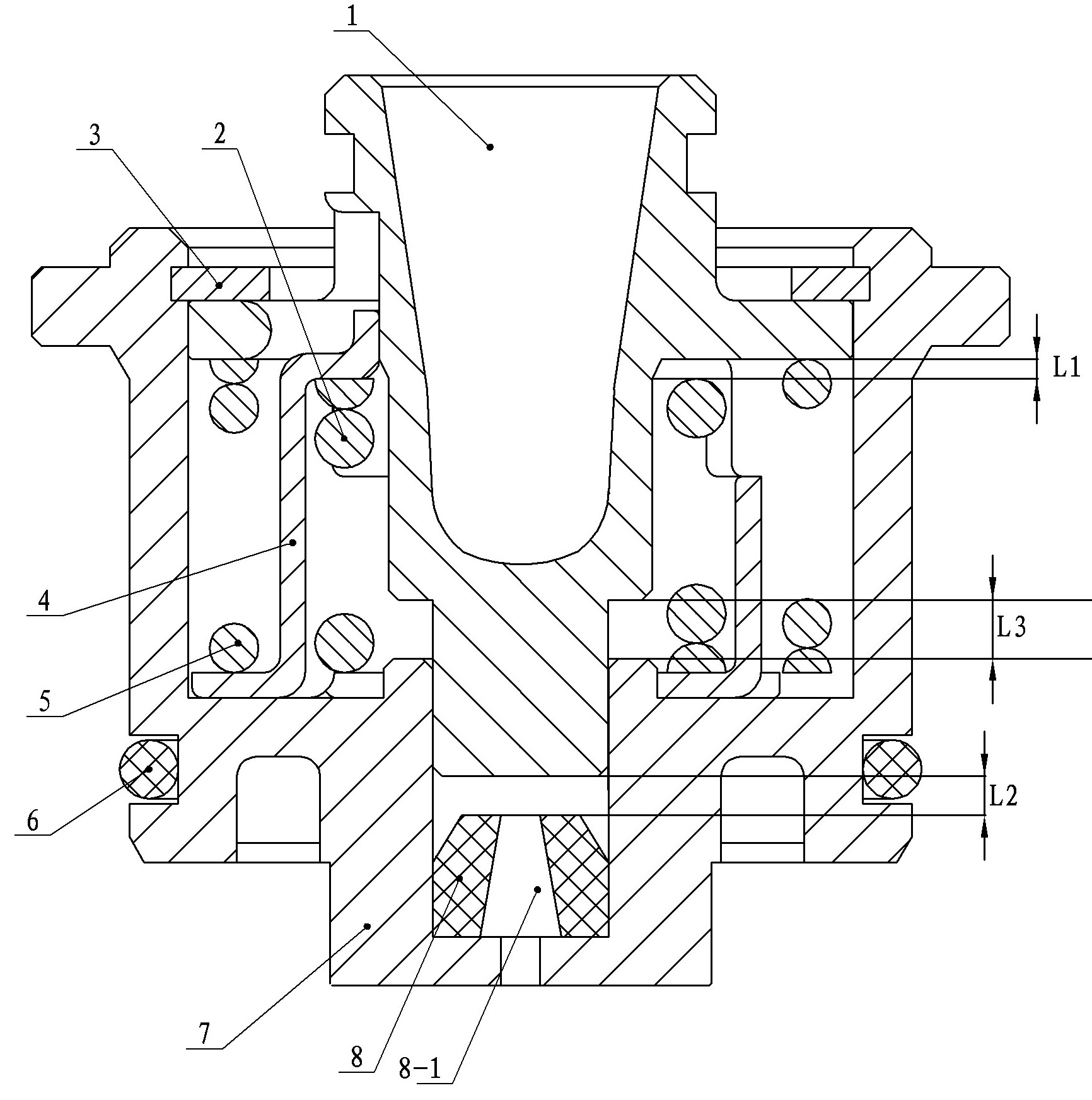 Three-level balance piston assembly