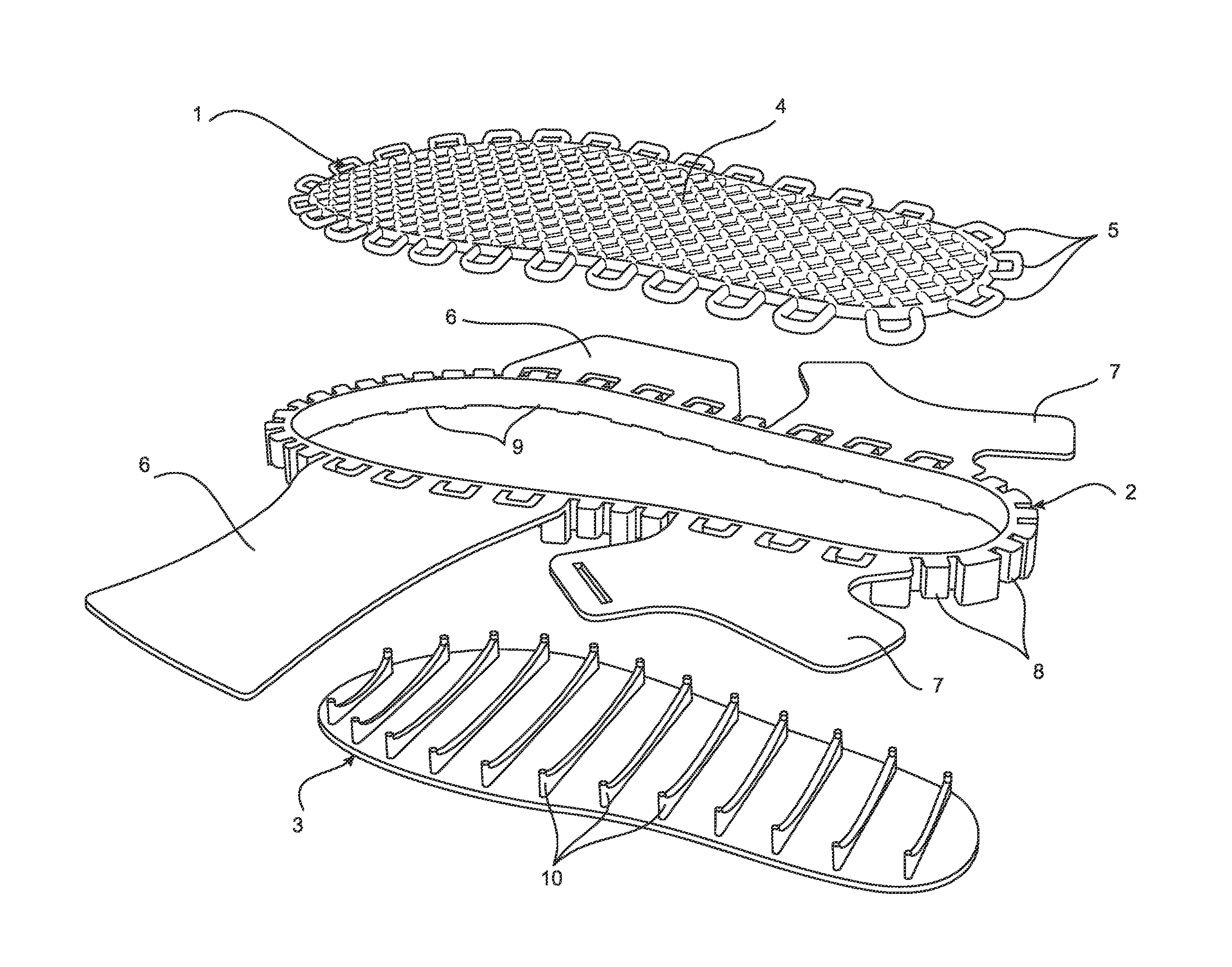 Footwear Sole Structure with Suspended Elastomeric Web or Mesh Support