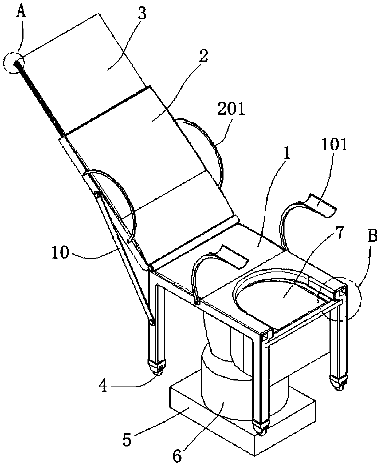 Adjustable midwifery bed for obstetric nursing