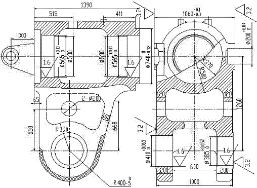 Vehicle lathe rough machining tool for upper rocker arm of vertical milled large-scale key part