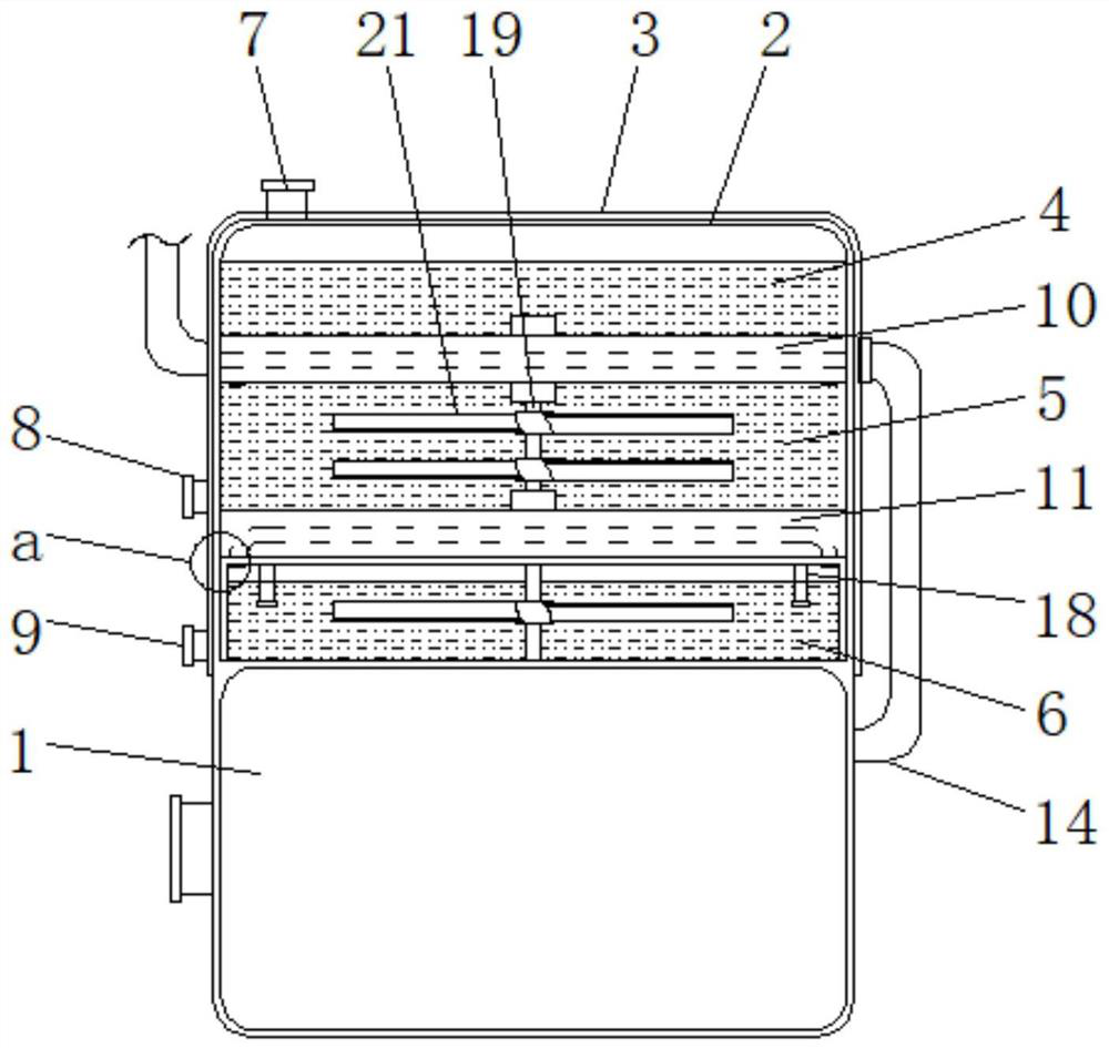 A layered boiler water exchange tank structure based on water vapor heat energy exchange