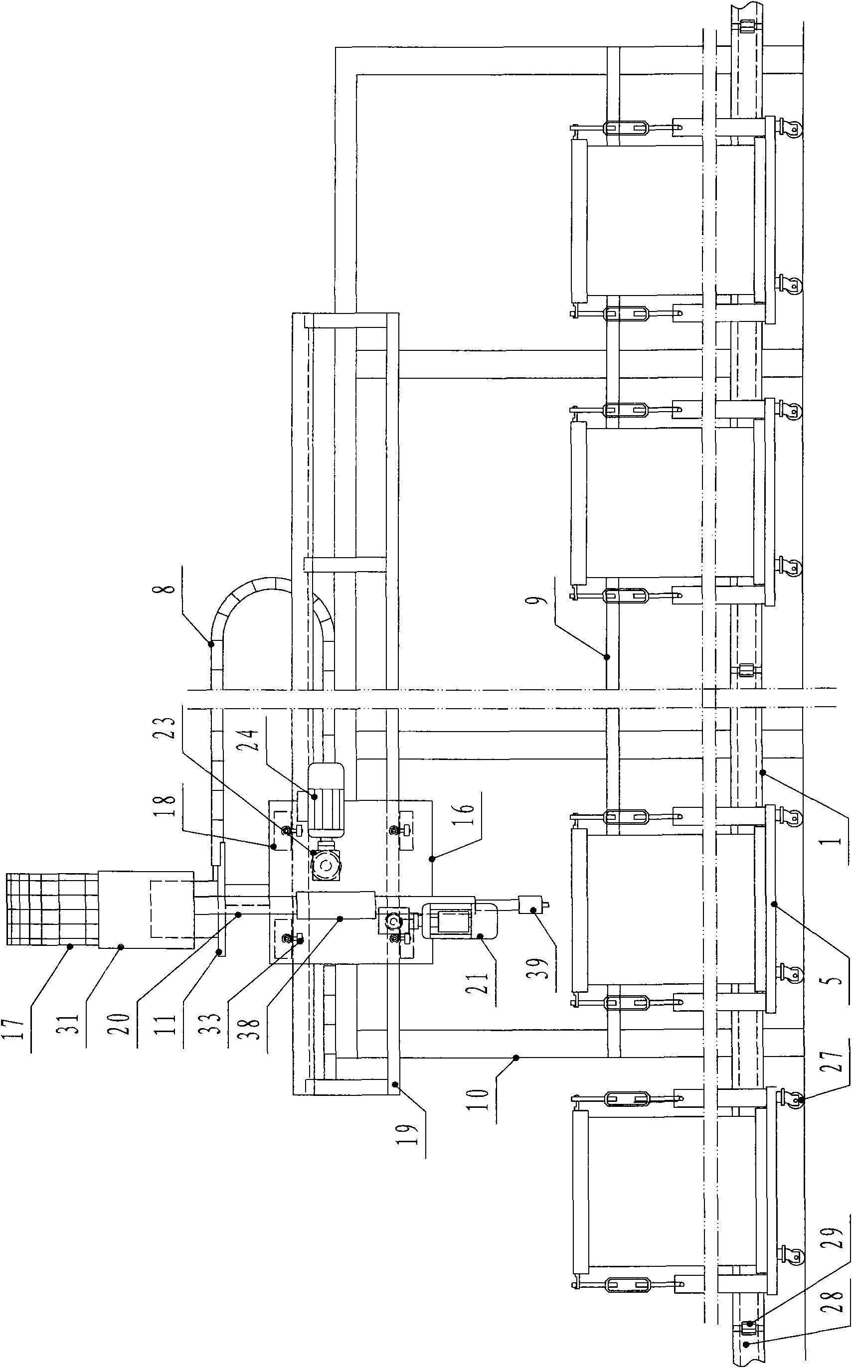 Foaming production line for water tank heat-insulation layers