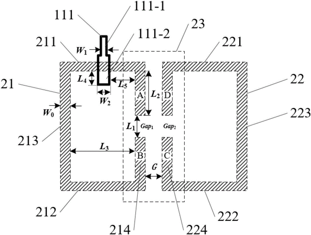 Balance type band-pass filter with harmonic suppression function