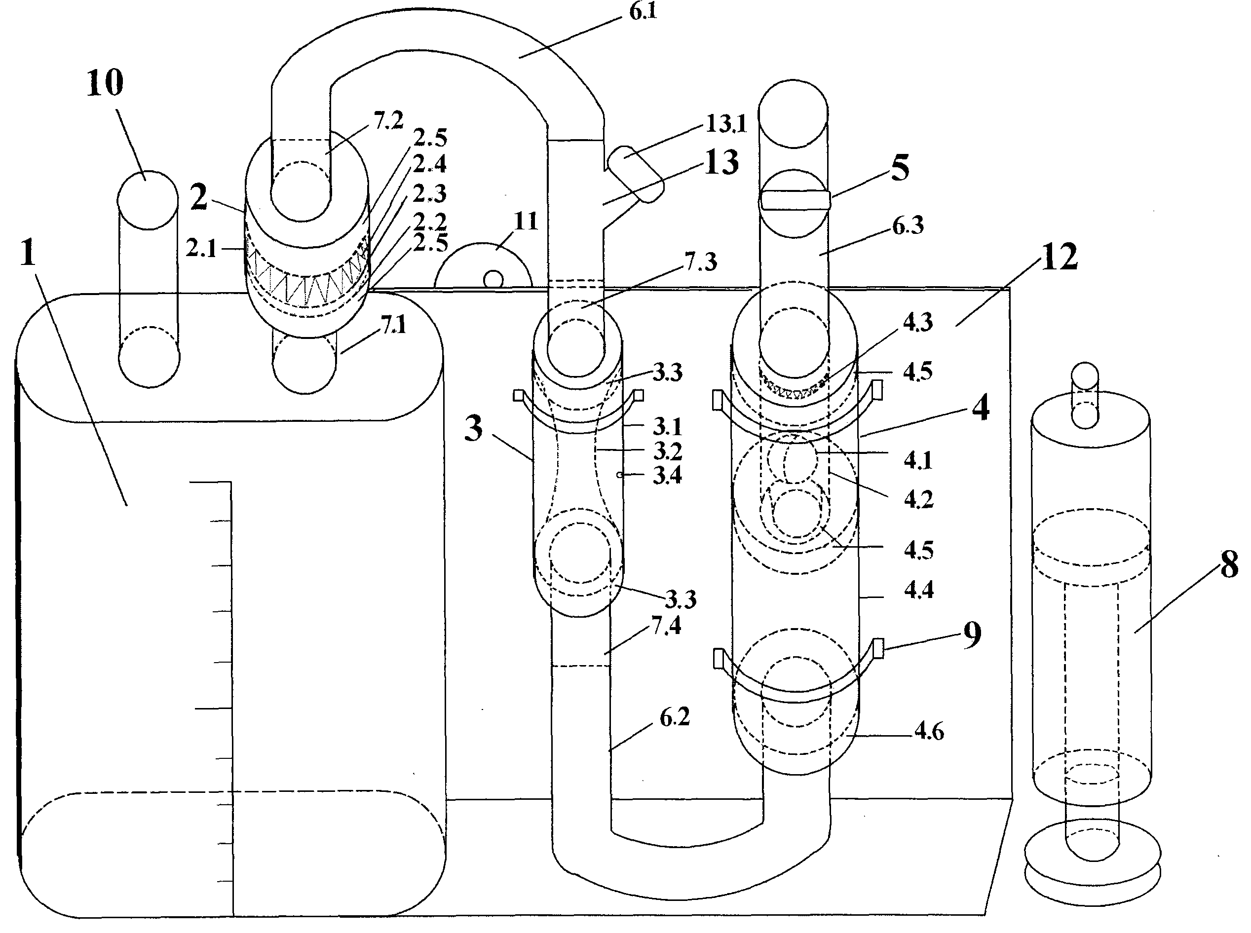 Anhydrous mute pleural cavity closed drainage device