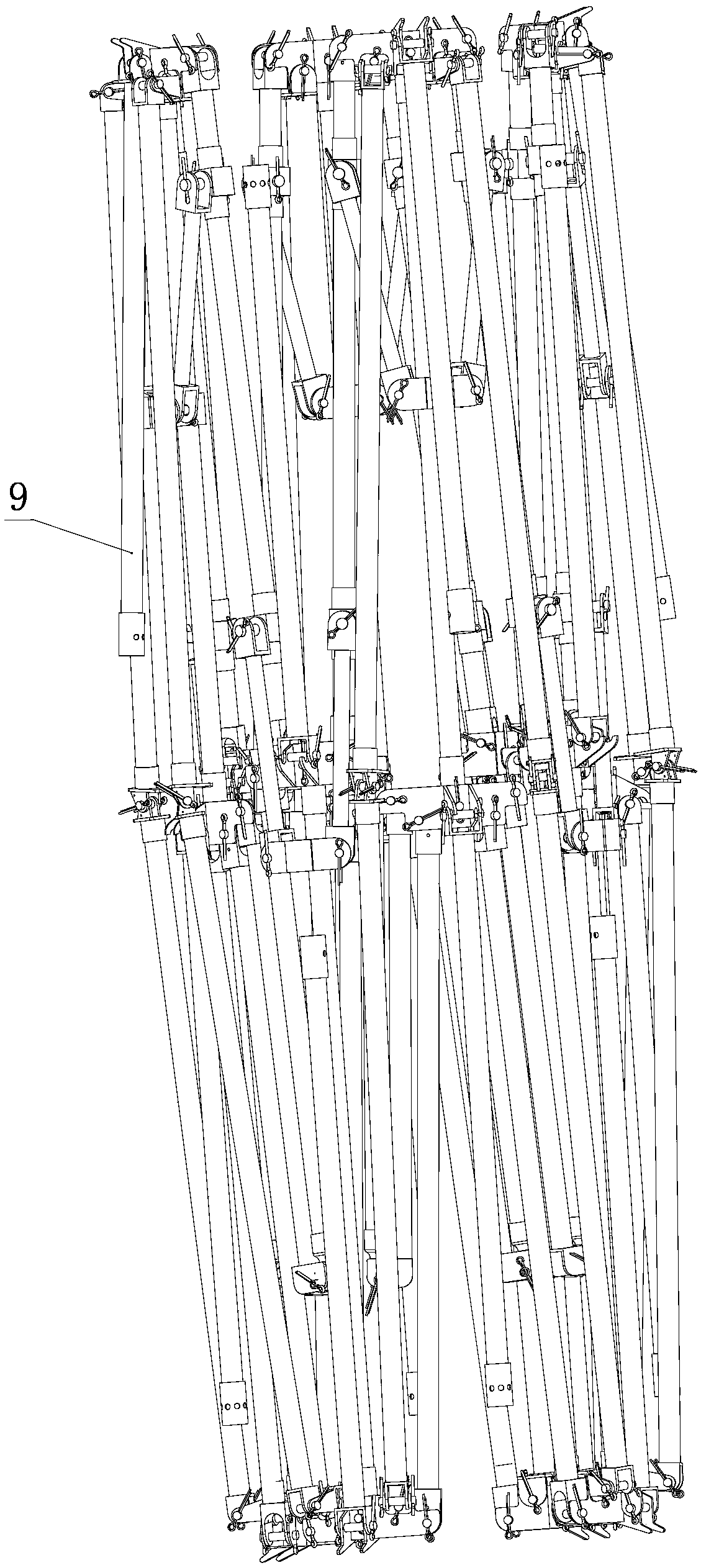 Cable-stayed stretch-draw annular expandable antenna mechanism