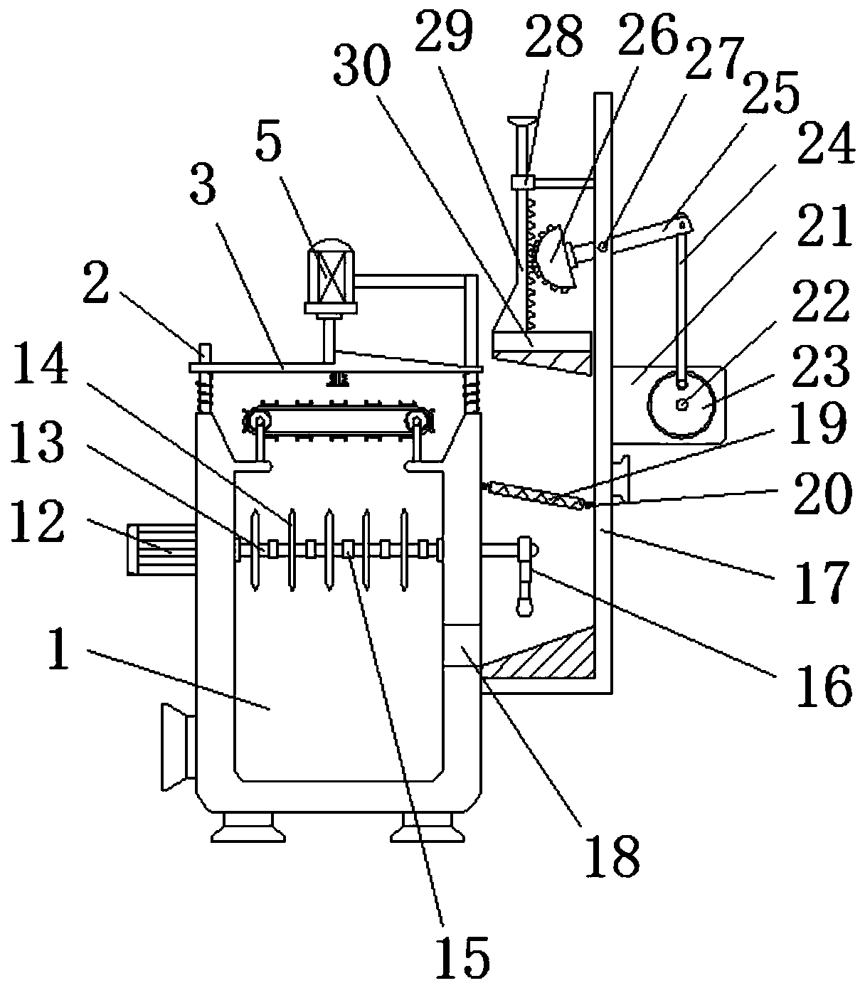 Raw material cutting and deseeding integrated equipment for fruit enzyme fermentation production