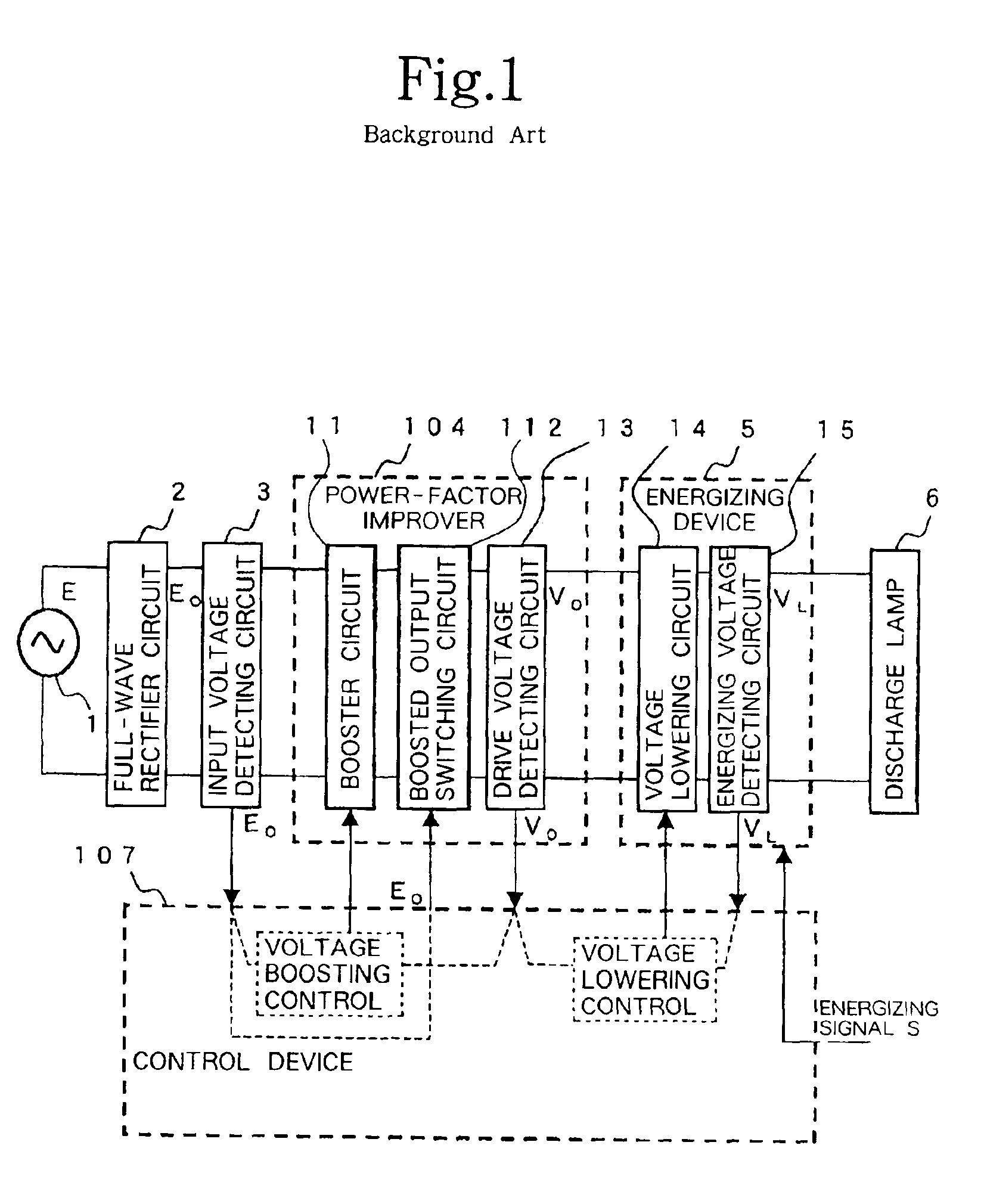 Power supply device for energizing discharge lamp