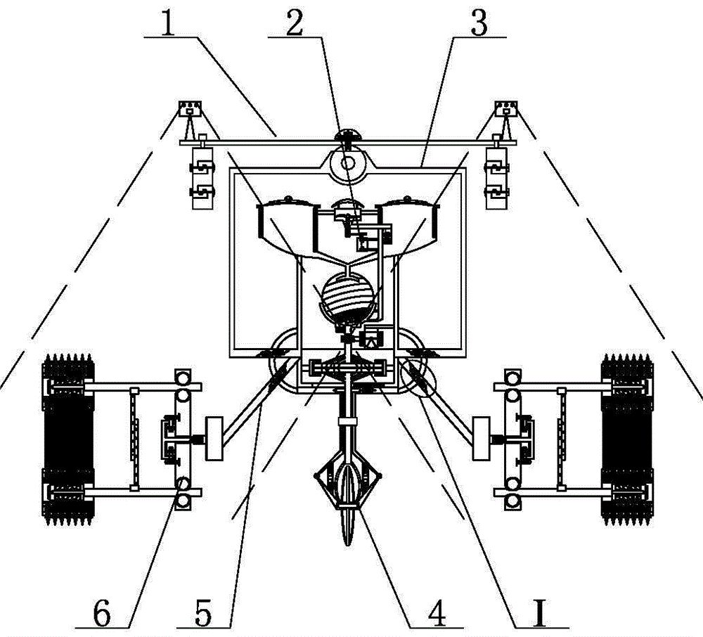 Advancing wheel type seeding machine for material premixing and distribution