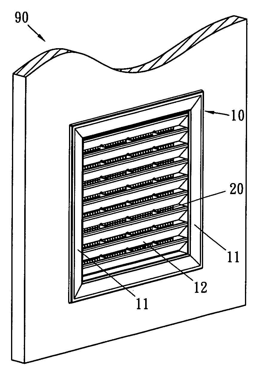 Two part grille with interlocking connections for assembly in doors or the like