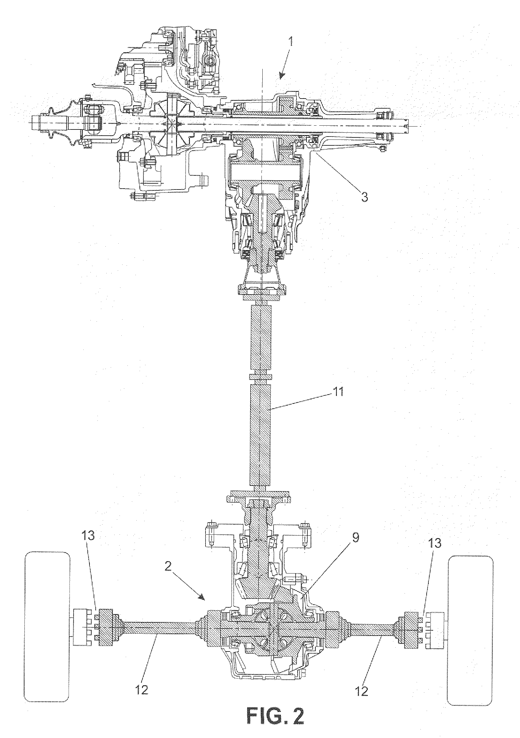 Drive train for a vehicle with connectable secondary axle