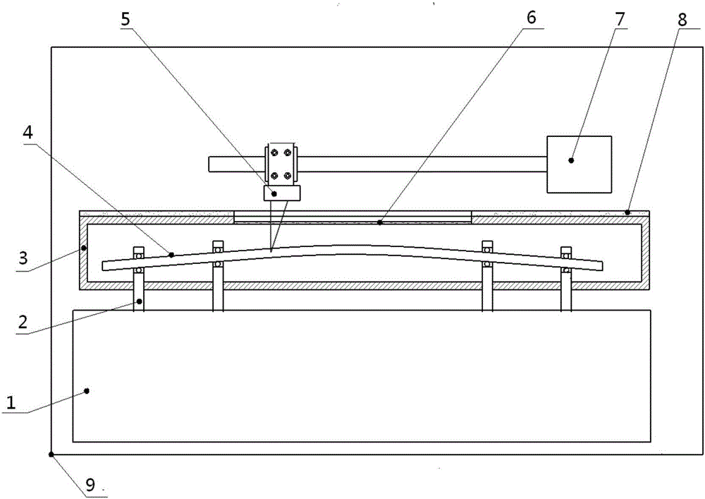 Static standard strain loading device based on simply-supported pure bending beam and method thereof