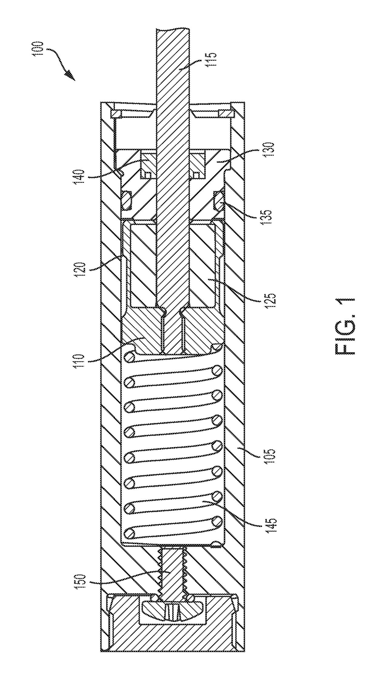 Hydraulic energy absorption device with a displaceable accumulator