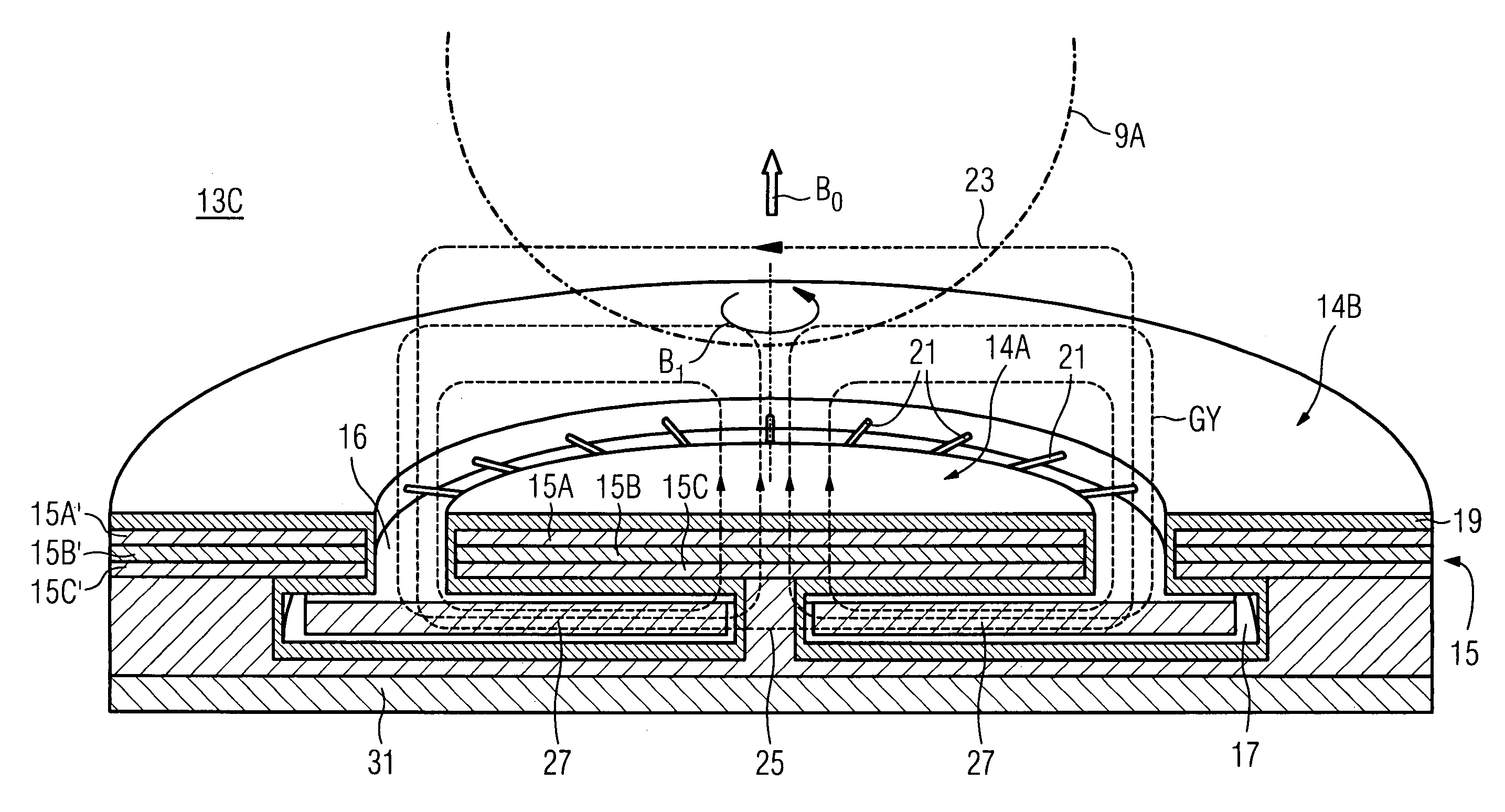 Generator of a time-variable magnetic field and magnetic resonance device