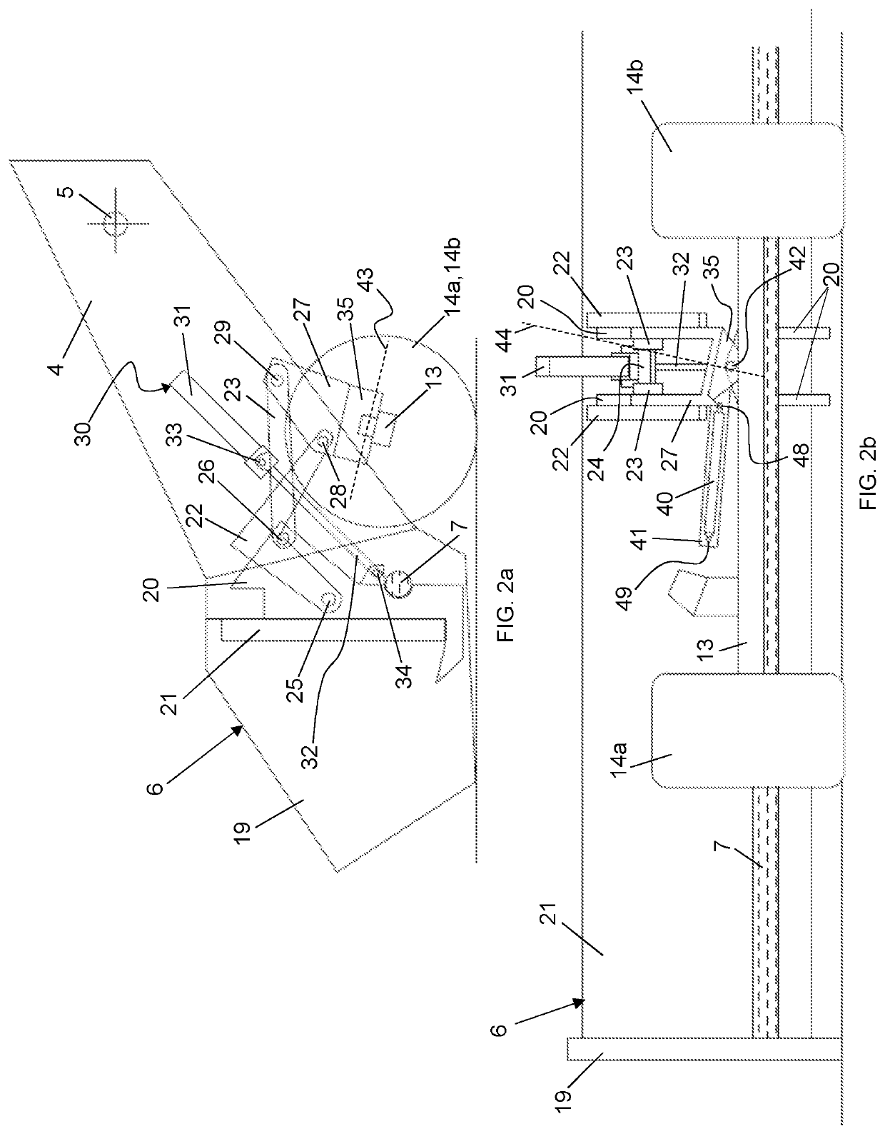 Combine header equipped with an automated header transport system and drawbar