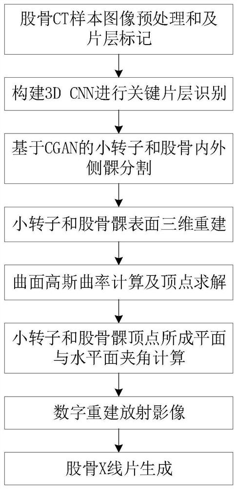 A system and method for generating femoral X-ray films based on deep learning and digitally reconstructed radiological images